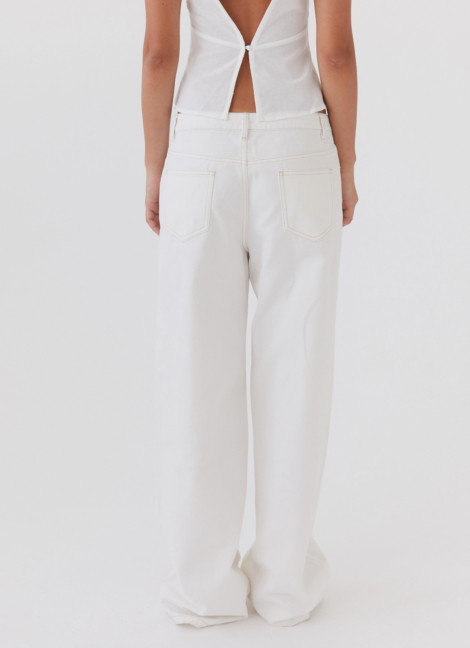 Keanna Low Rise Denim Jeans - Ivory Odor Control Tech Quality Material