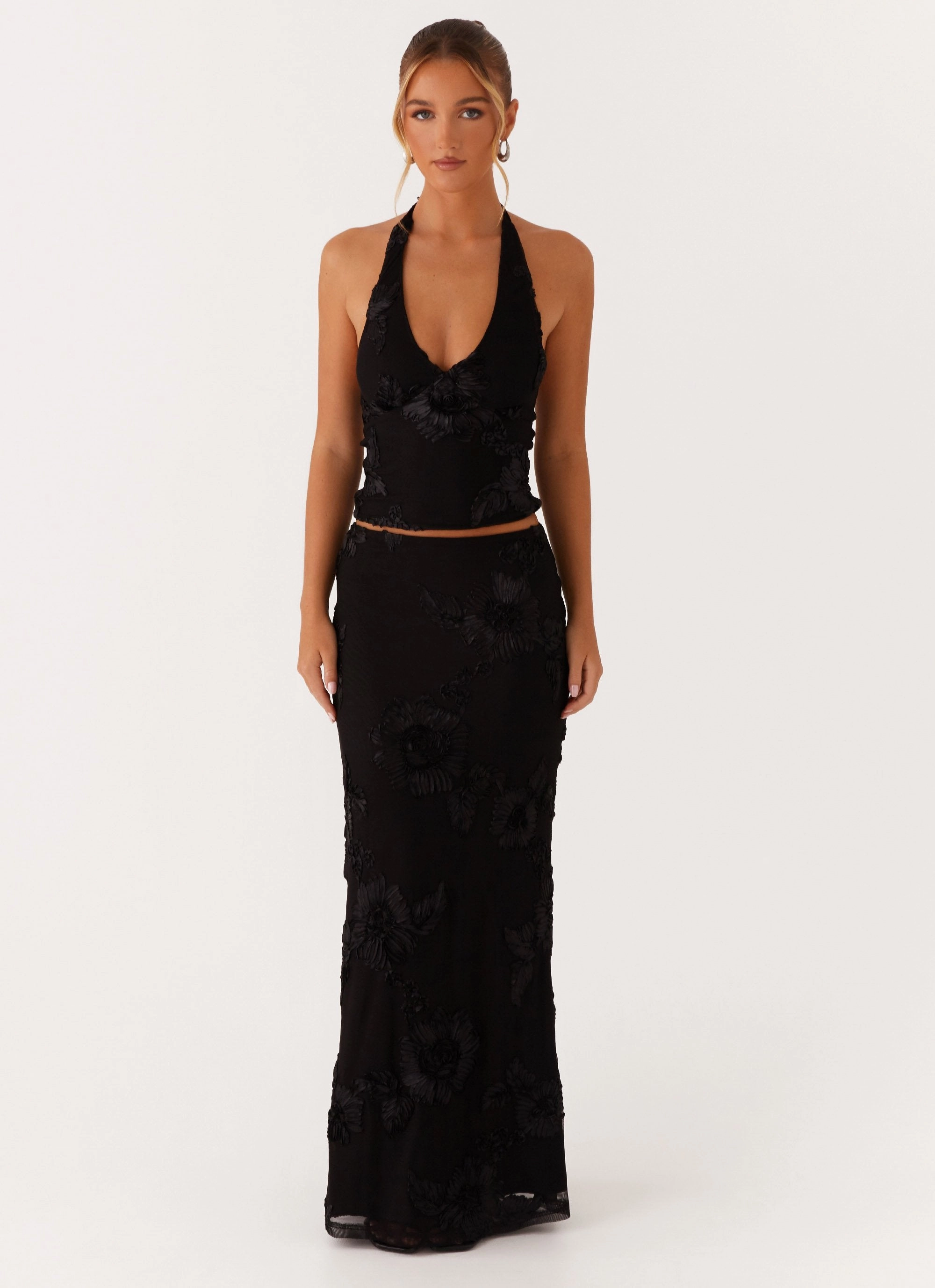 Radiate Halterneck Top - Black Brushed Inner Layer