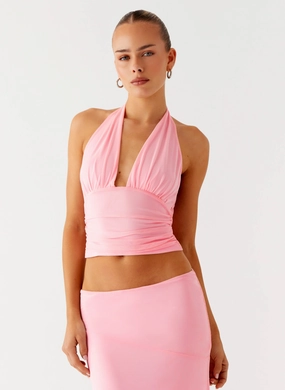 Teflon Coated Exterior Kerrie Halter Top - Baby Pink Kerrie Halter Top - Baby Pink Breathable Softshell Layer