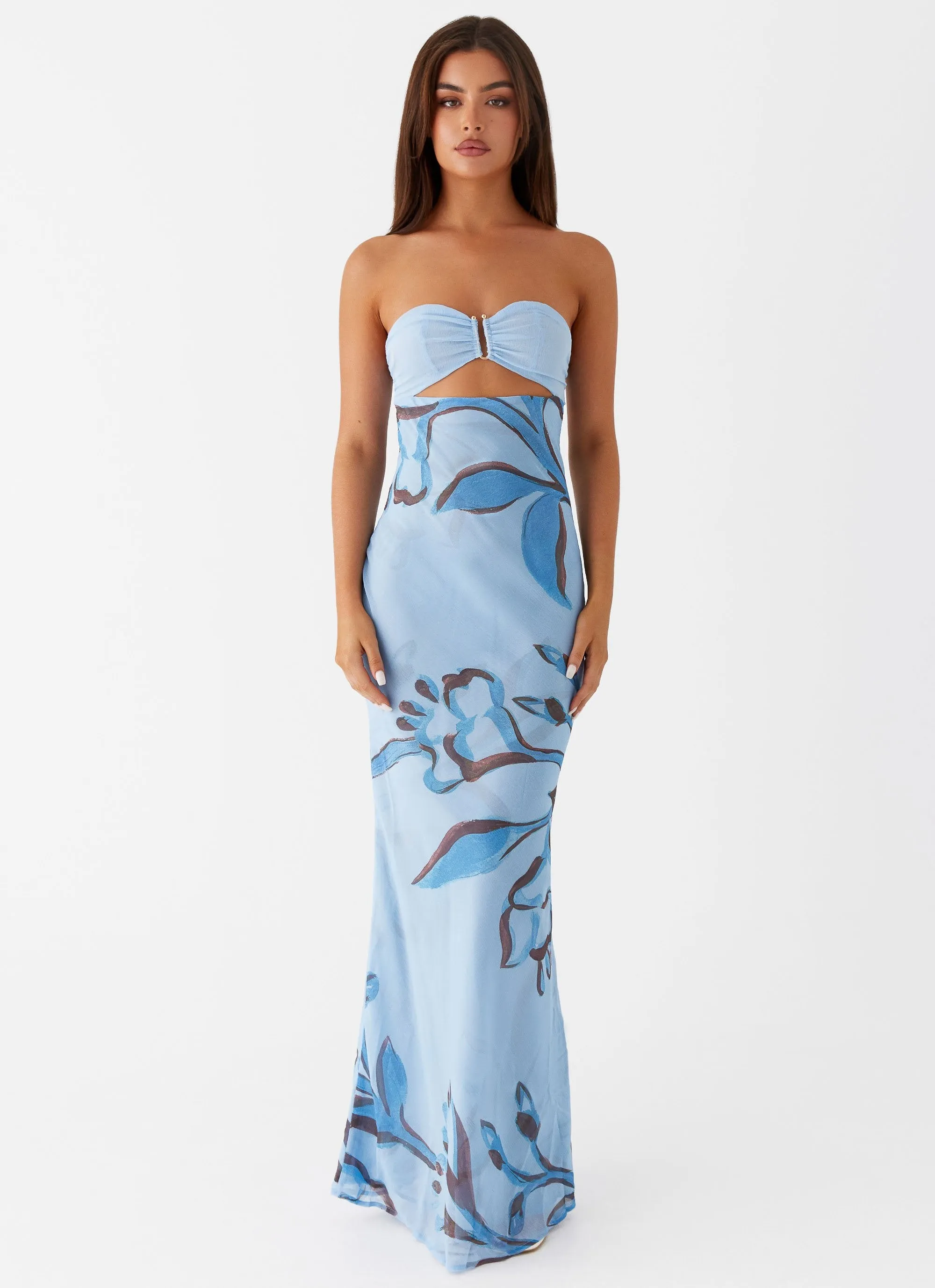Tropicana Maxi Dress - Blue Floral Cocktail Party