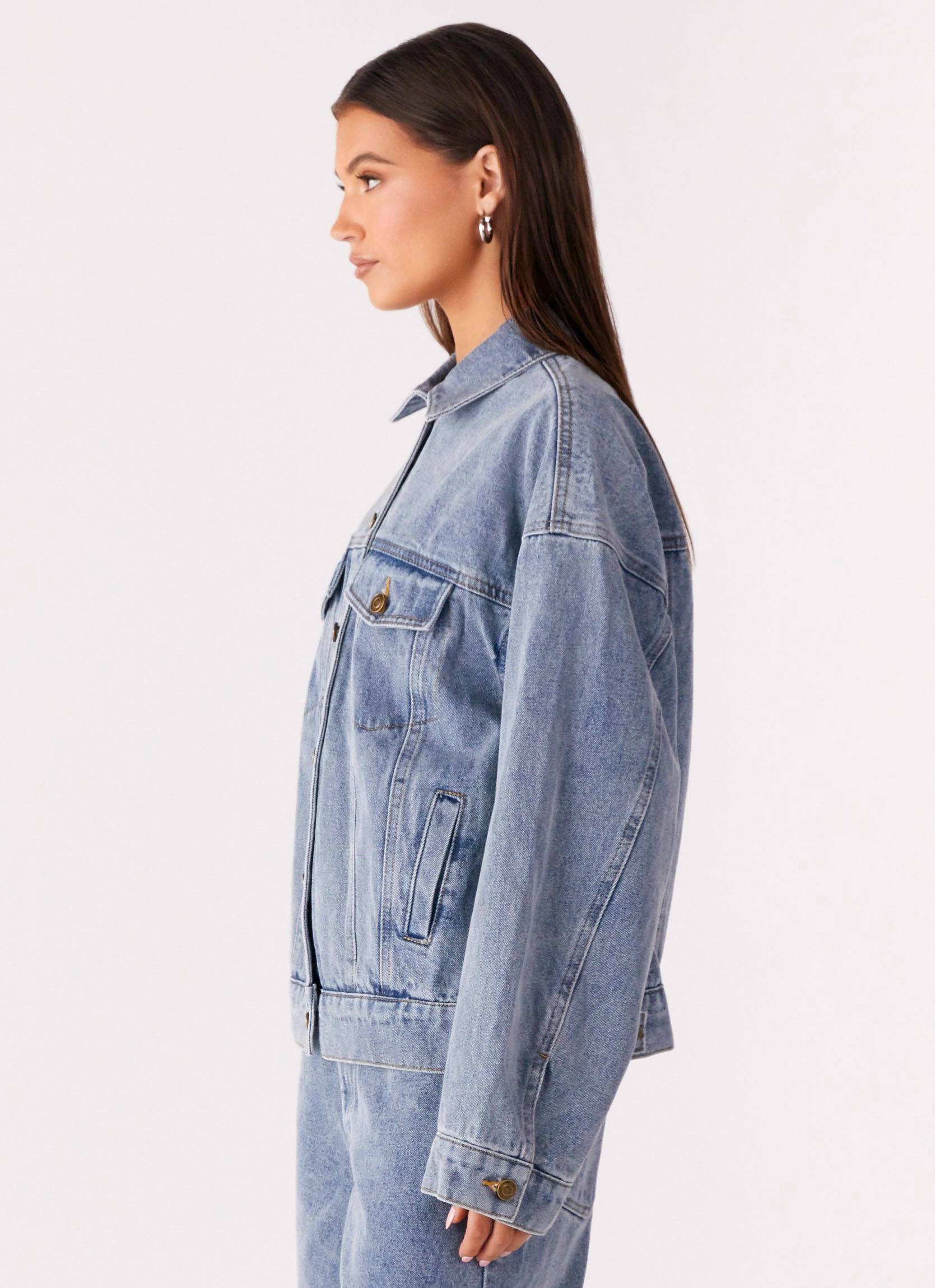 FoldableStorageCapability Orleans Oversized Denim Jacket - Blue