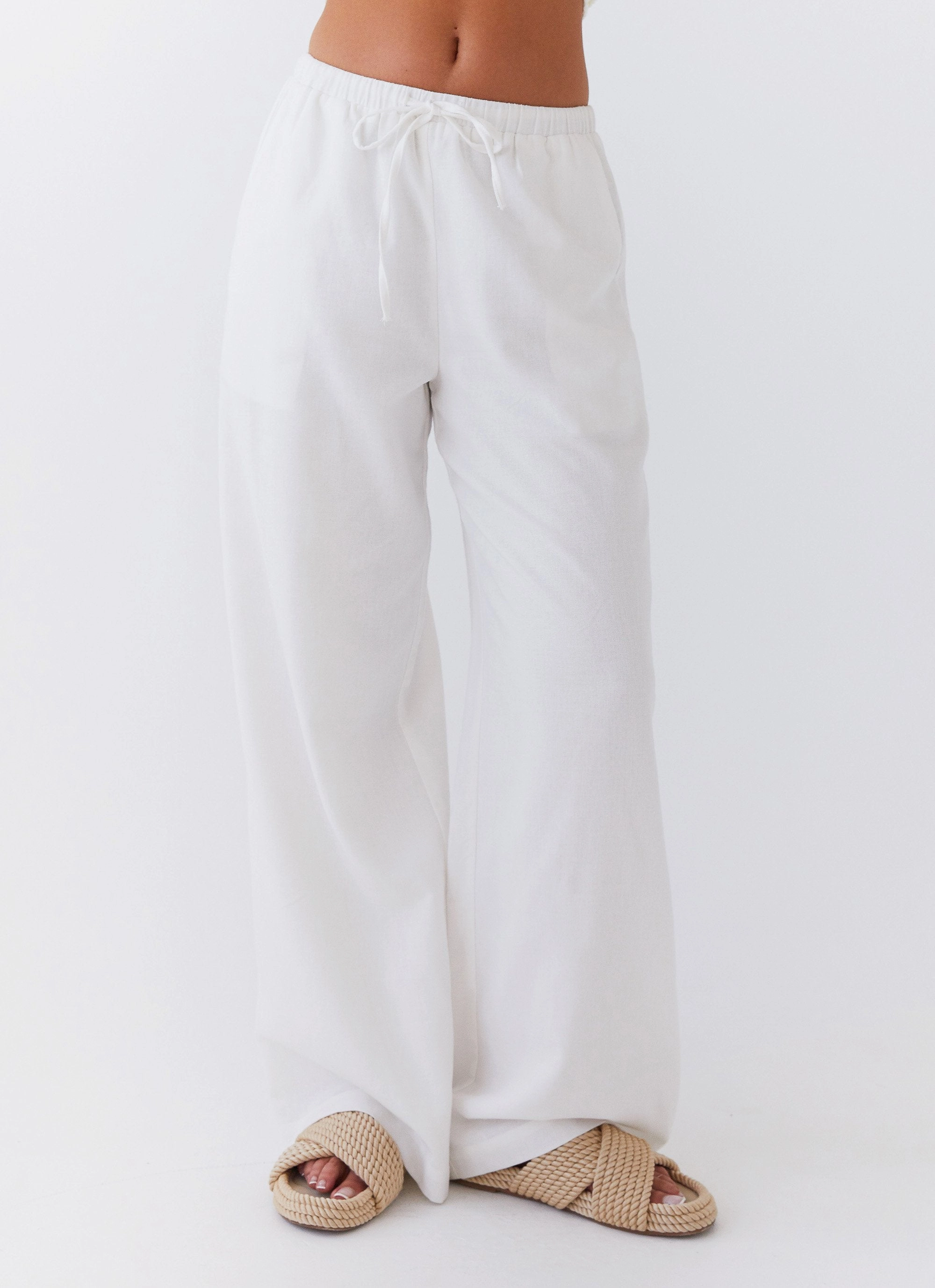 Fresh Face Linen Pants - White Outdoor Fit AntiPillingFabric