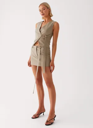 Modern Luxe Mira Mini Skirt - Khaki
