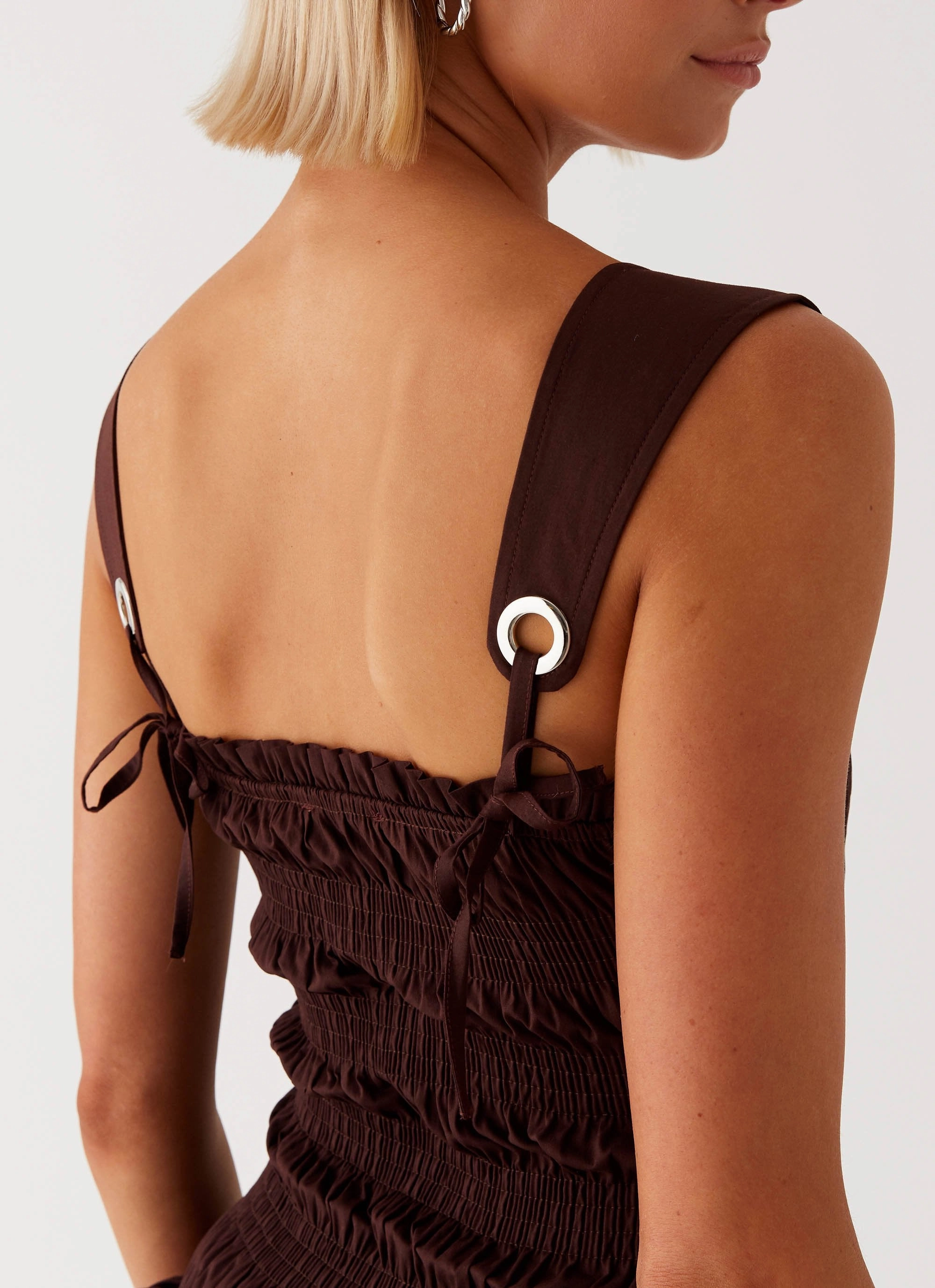 Handmade Versatile Layering Tenielle Mini Dress - Brown