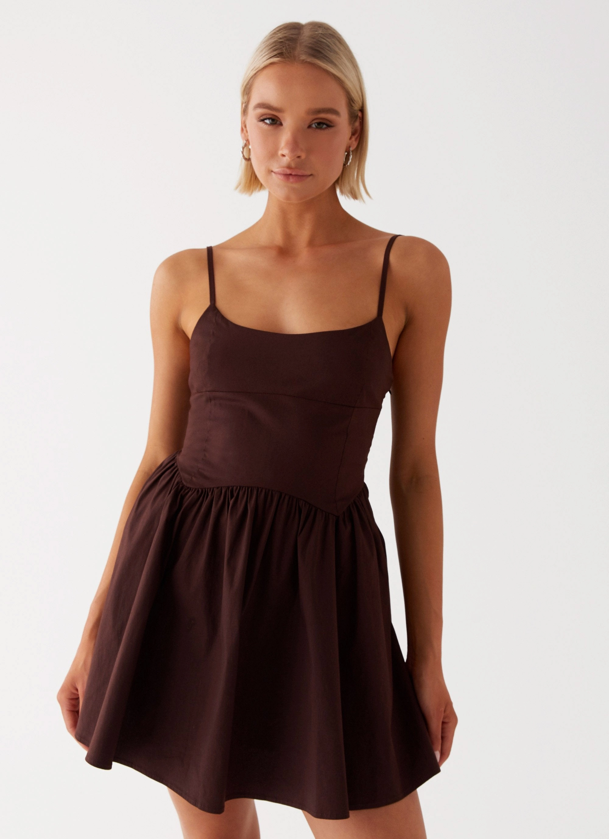 Tesoro Mio Mini Dress - Chocolate Gentle Aesthetic Comfortable and Chic