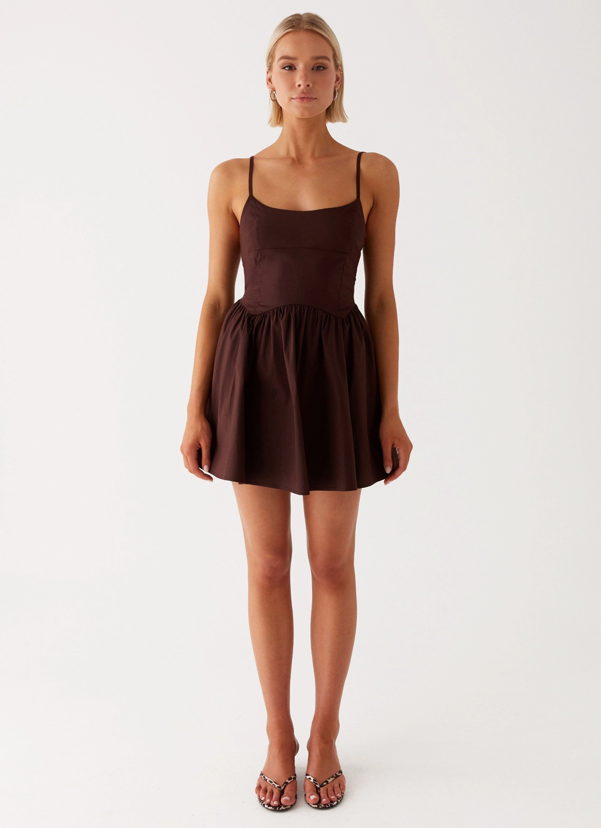 Pastel Sky Tesoro Mio Mini Dress - Chocolate