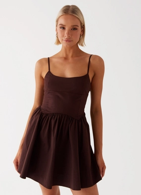 Tesoro Mio Mini Dress - Chocolate Gentle Aesthetic Comfortable and Chic