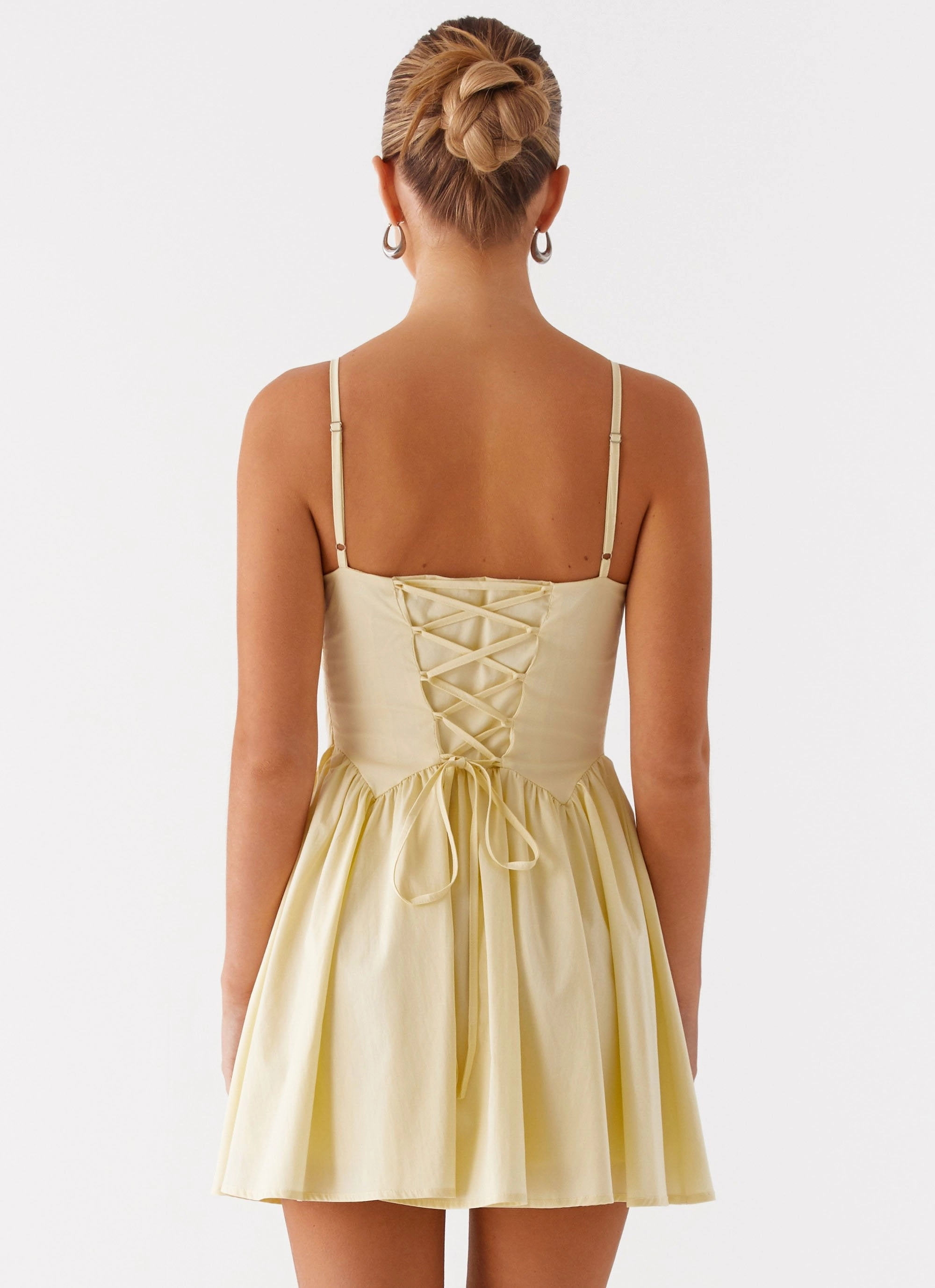 Ruffle Detail Adjustable-Straps Tesoro Mio Mini Dress - Yellow
