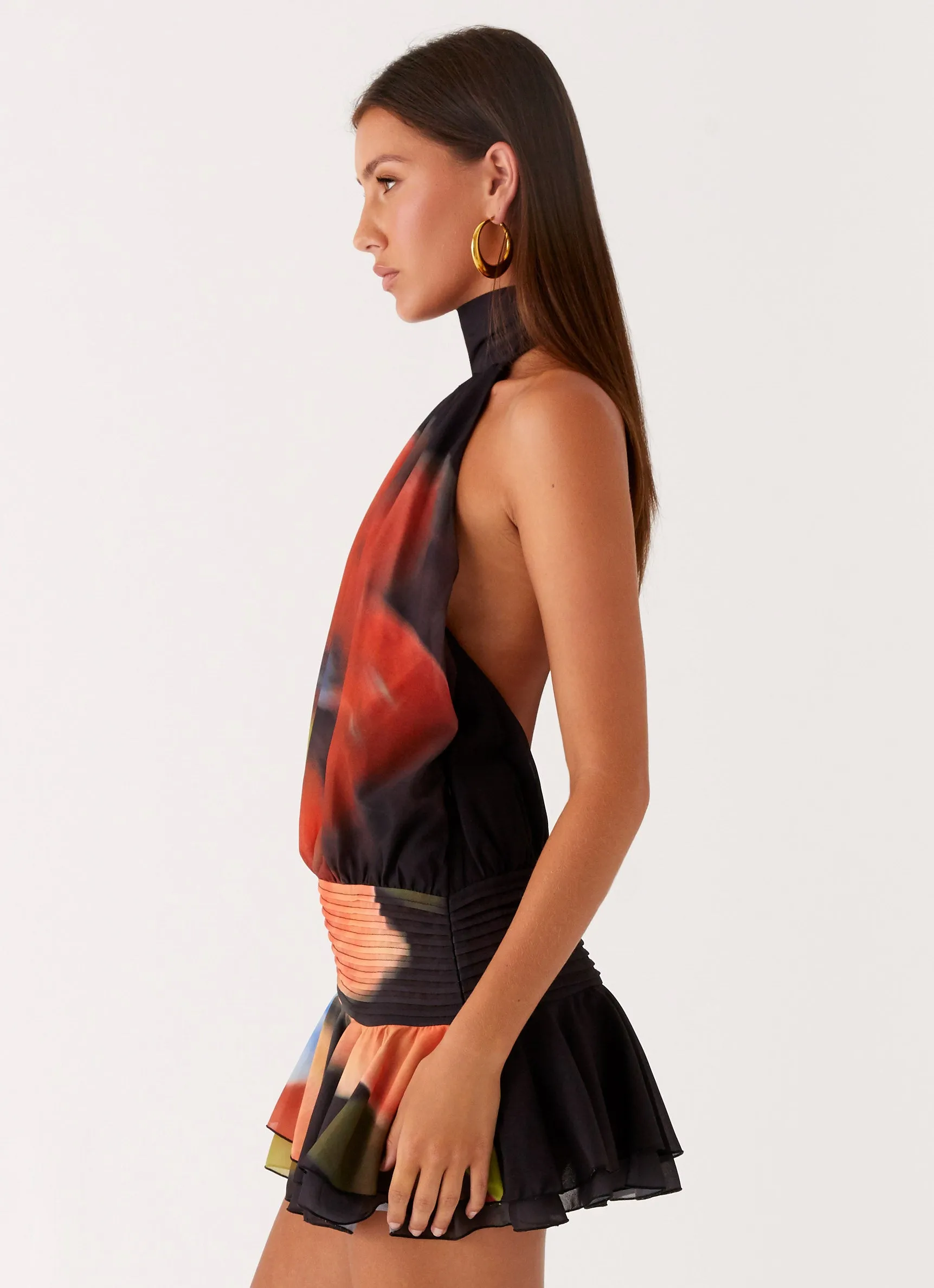 Country Escape Willow Chiffon Mini Dress - Moody Floral