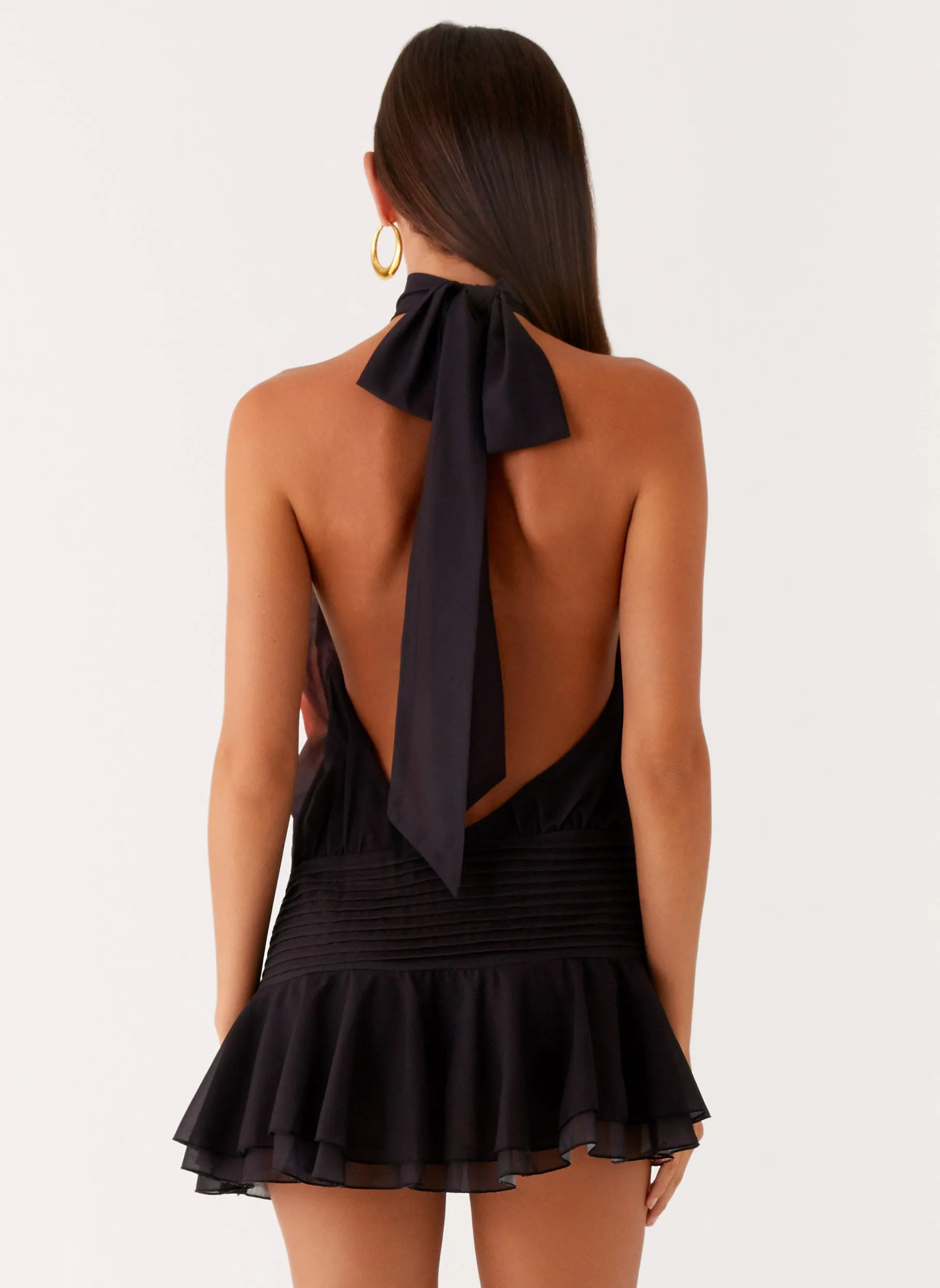 Functional Pocket Willow Chiffon Mini Dress - Moody Floral