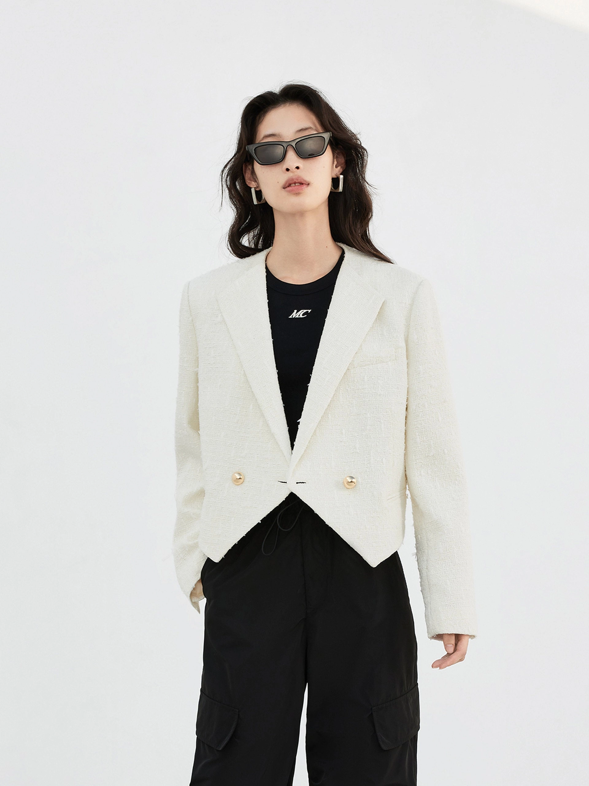 Textured Cropped Jacket