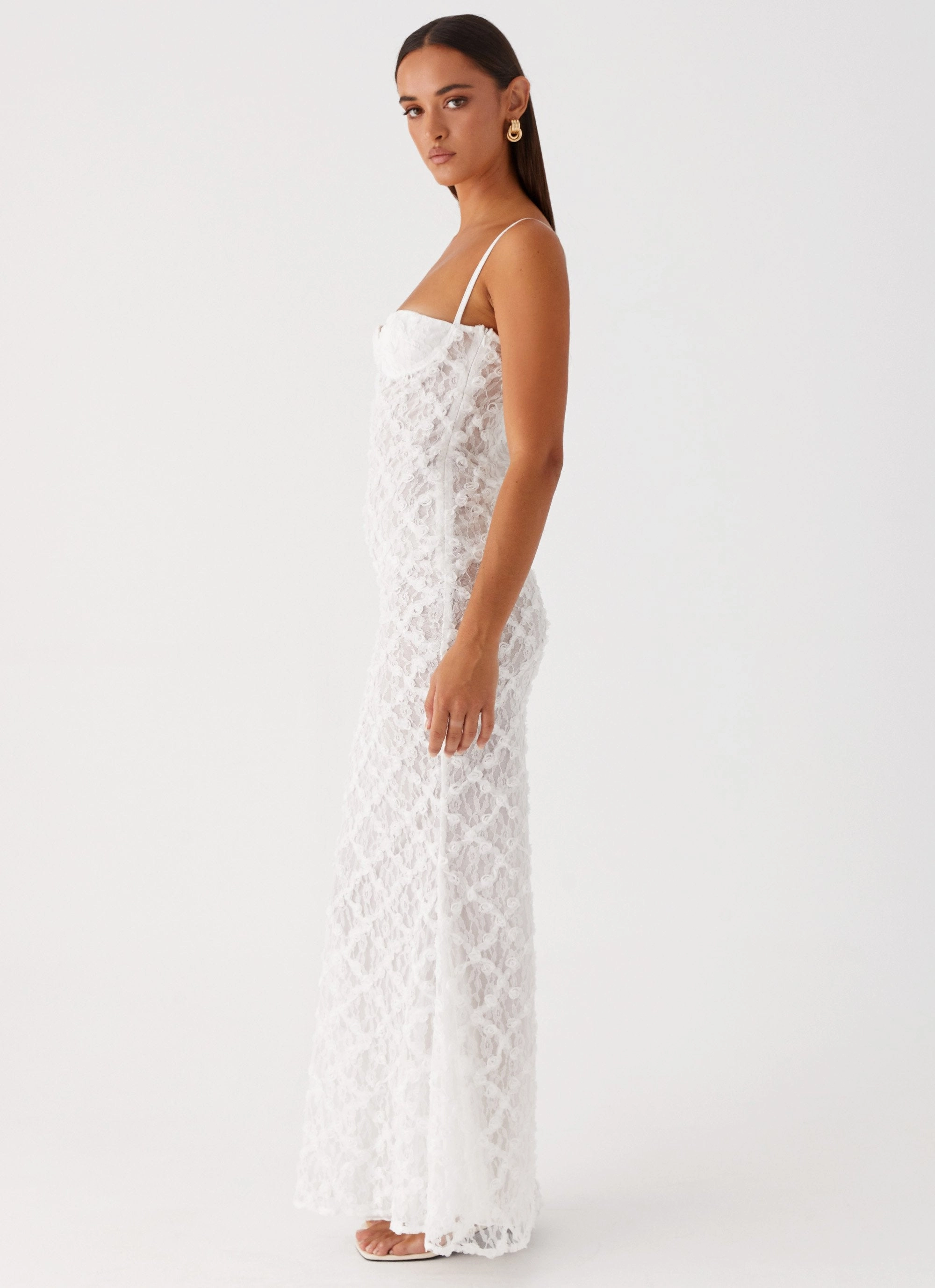 That Girl Maxi Dress - White Artistic Detail Delicate Mood