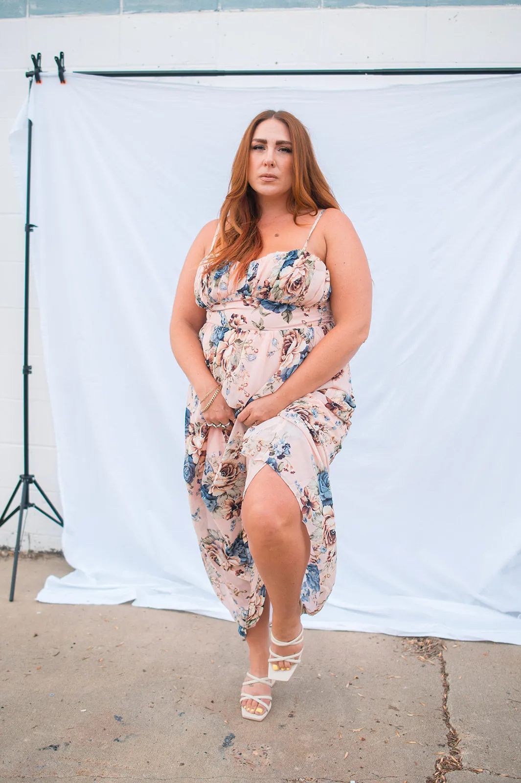 The Charlotte Maxi Dress - Blush Floral - PLUS