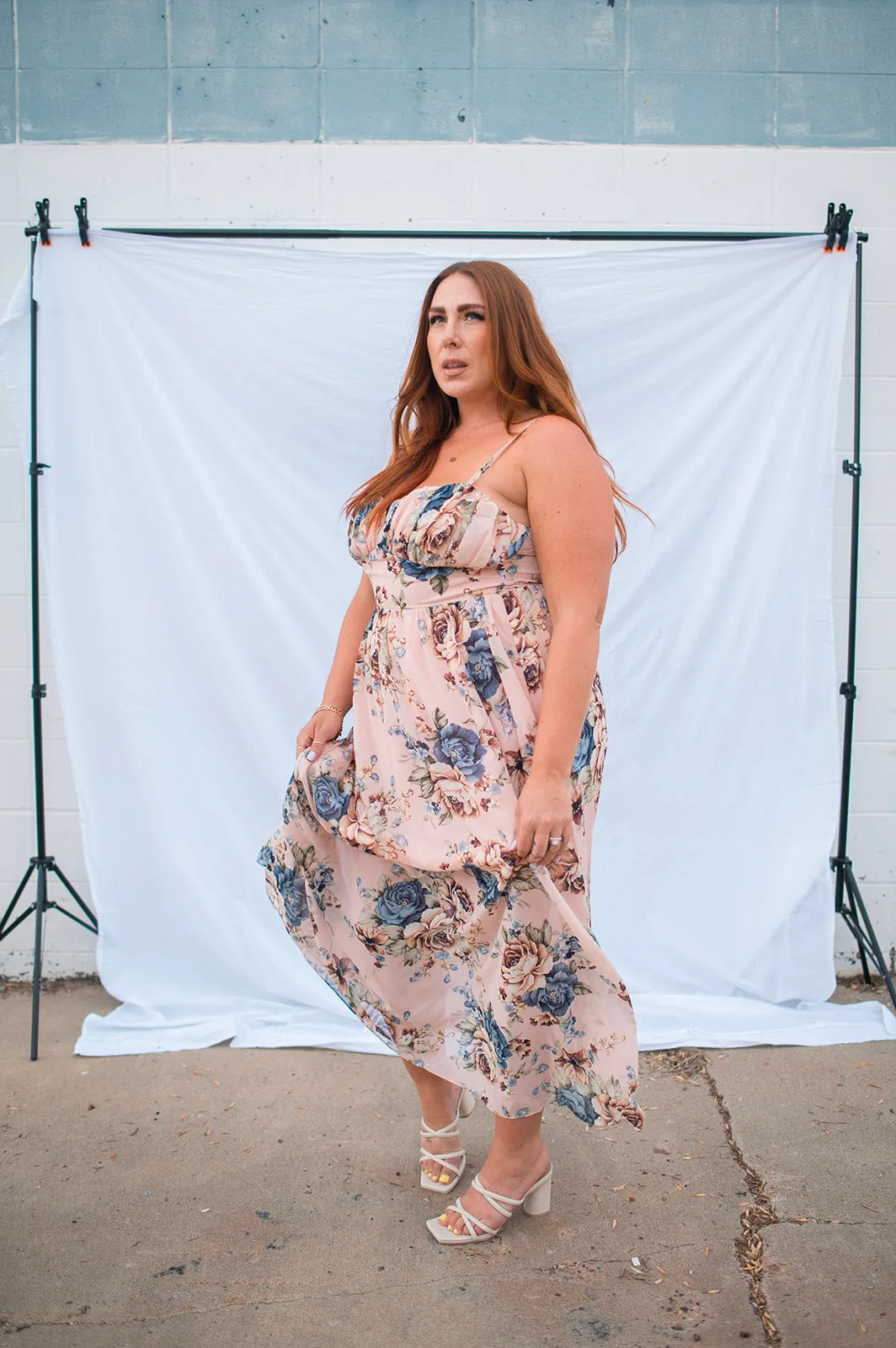 The Charlotte Maxi Dress - Blush Floral - PLUS