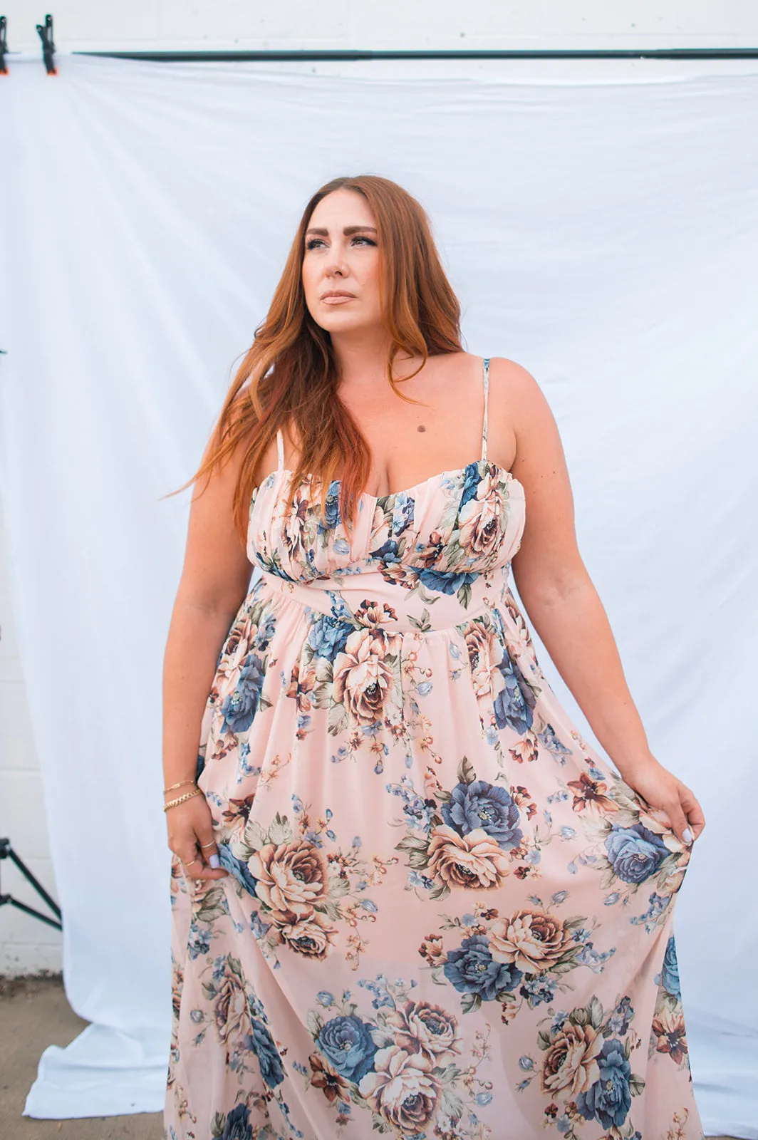 The Charlotte Maxi Dress - Blush Floral - PLUS