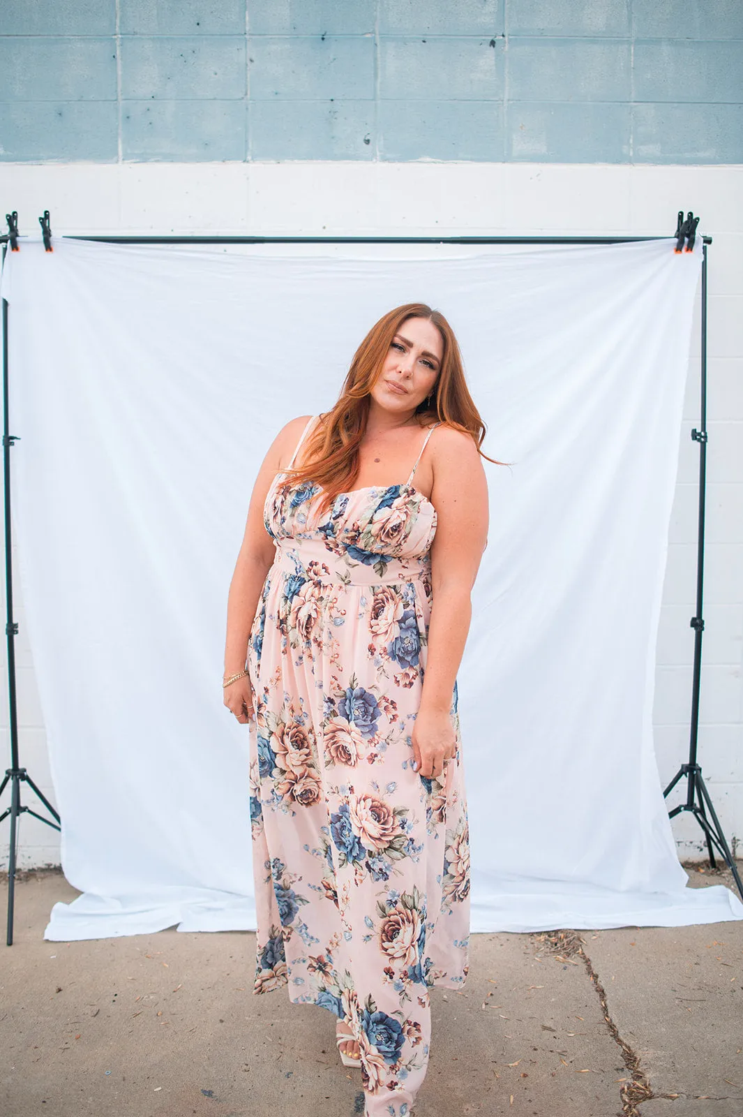 The Charlotte Maxi Dress - Blush Floral - PLUS