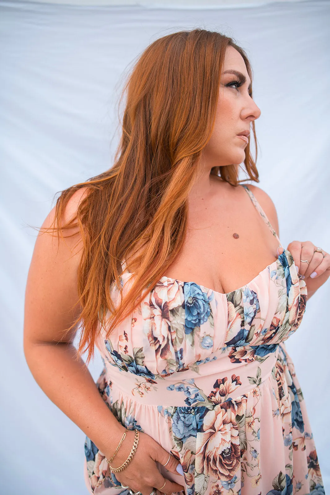 The Charlotte Maxi Dress - Blush Floral - PLUS