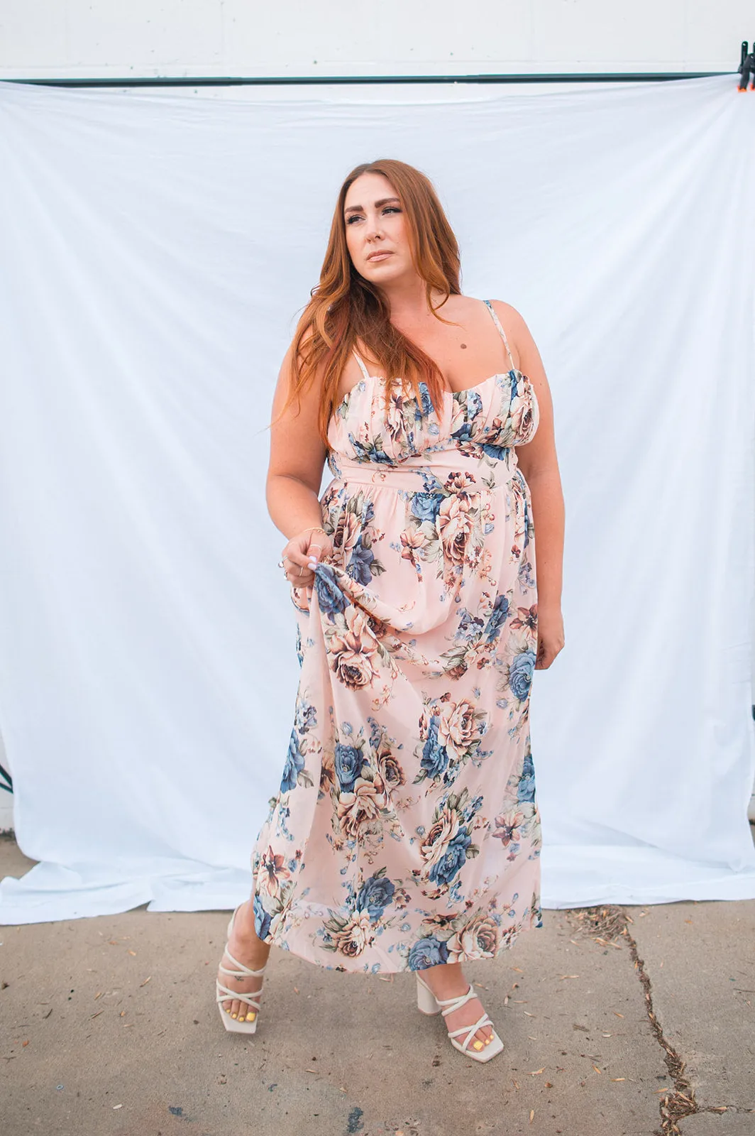 The Charlotte Maxi Dress - Blush Floral - PLUS