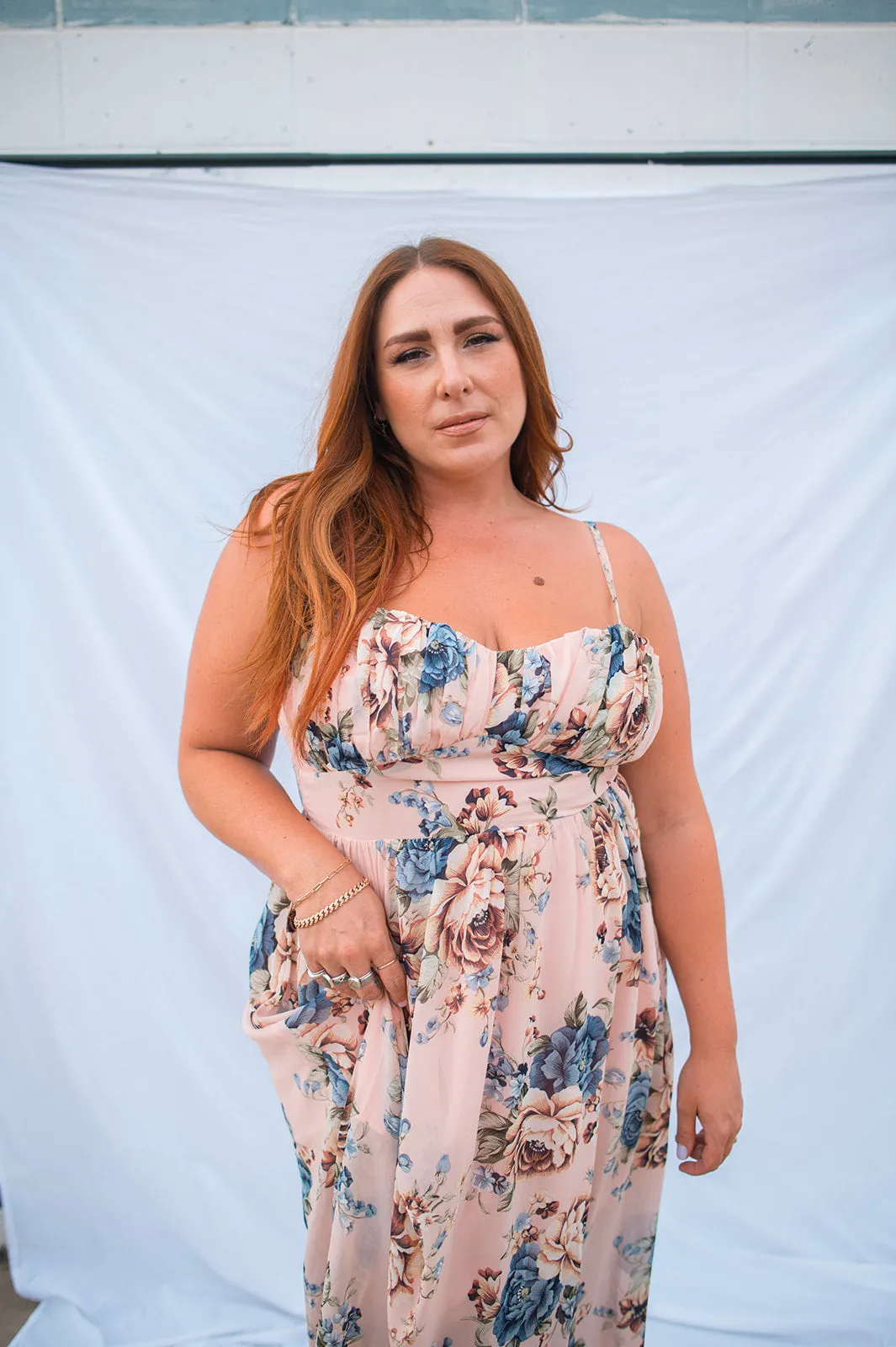 The Charlotte Maxi Dress - Blush Floral - PLUS
