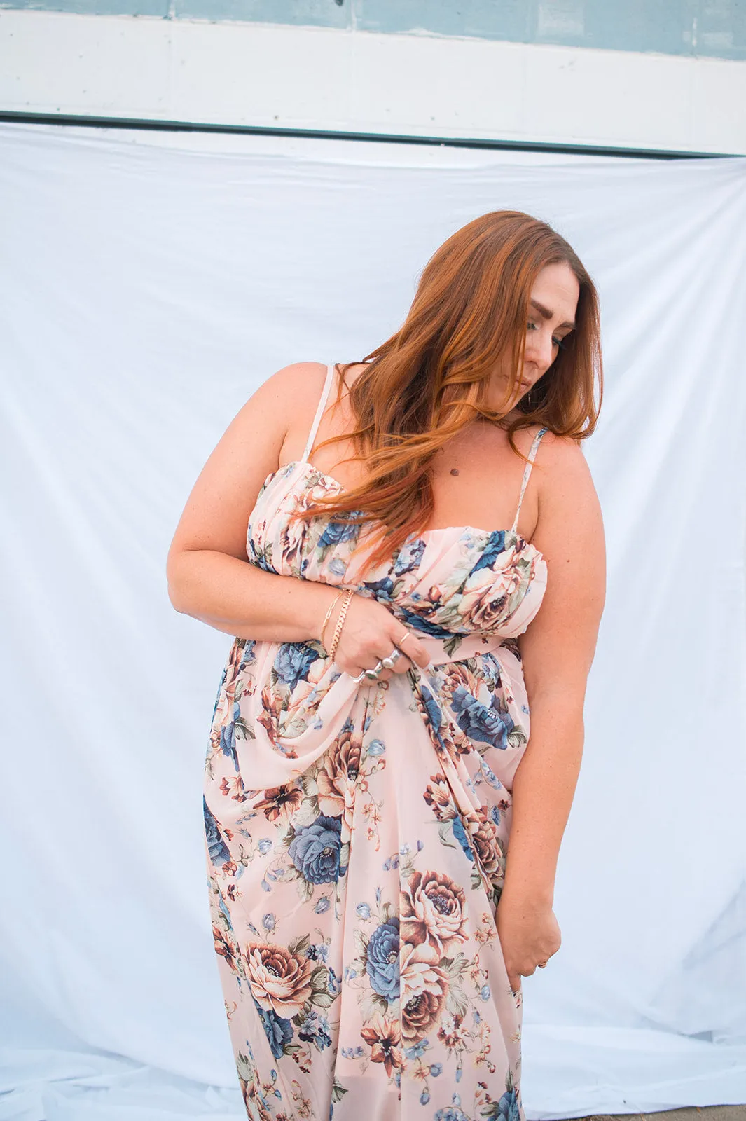 The Charlotte Maxi Dress - Blush Floral - PLUS