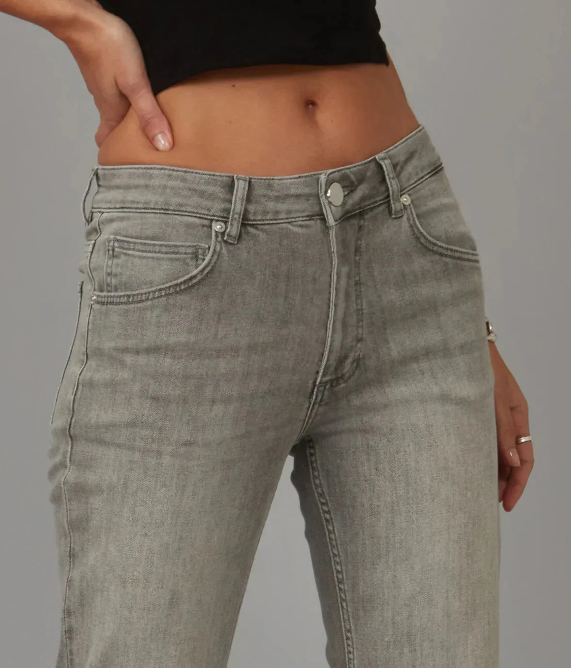 The Denver High Rise Straight Leg Denim by Lola Jeans - Mid Ash - PLUS