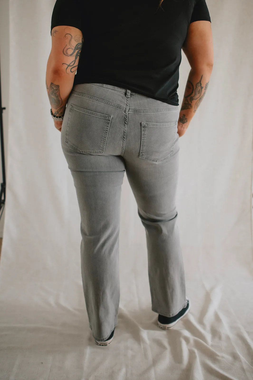 The Denver High Rise Straight Leg Denim by Lola Jeans - Mid Ash - PLUS