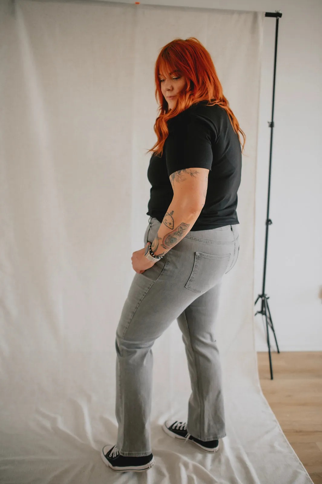 The Denver High Rise Straight Leg Denim by Lola Jeans - Mid Ash - PLUS