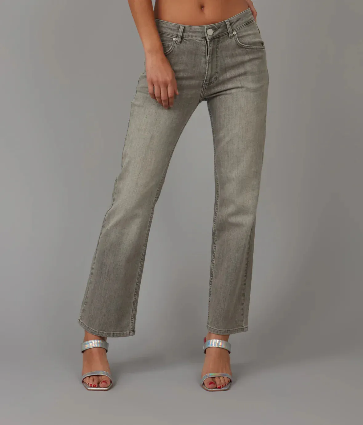 The Denver High Rise Straight Leg Denim by Lola Jeans - Mid Ash - PLUS