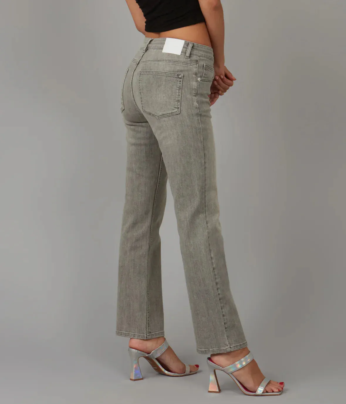 The Denver High Rise Straight Leg Denim by Lola Jeans - Mid Ash - PLUS