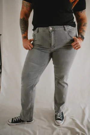 The Denver High Rise Straight Leg Denim by Lola Jeans - Mid Ash - PLUS