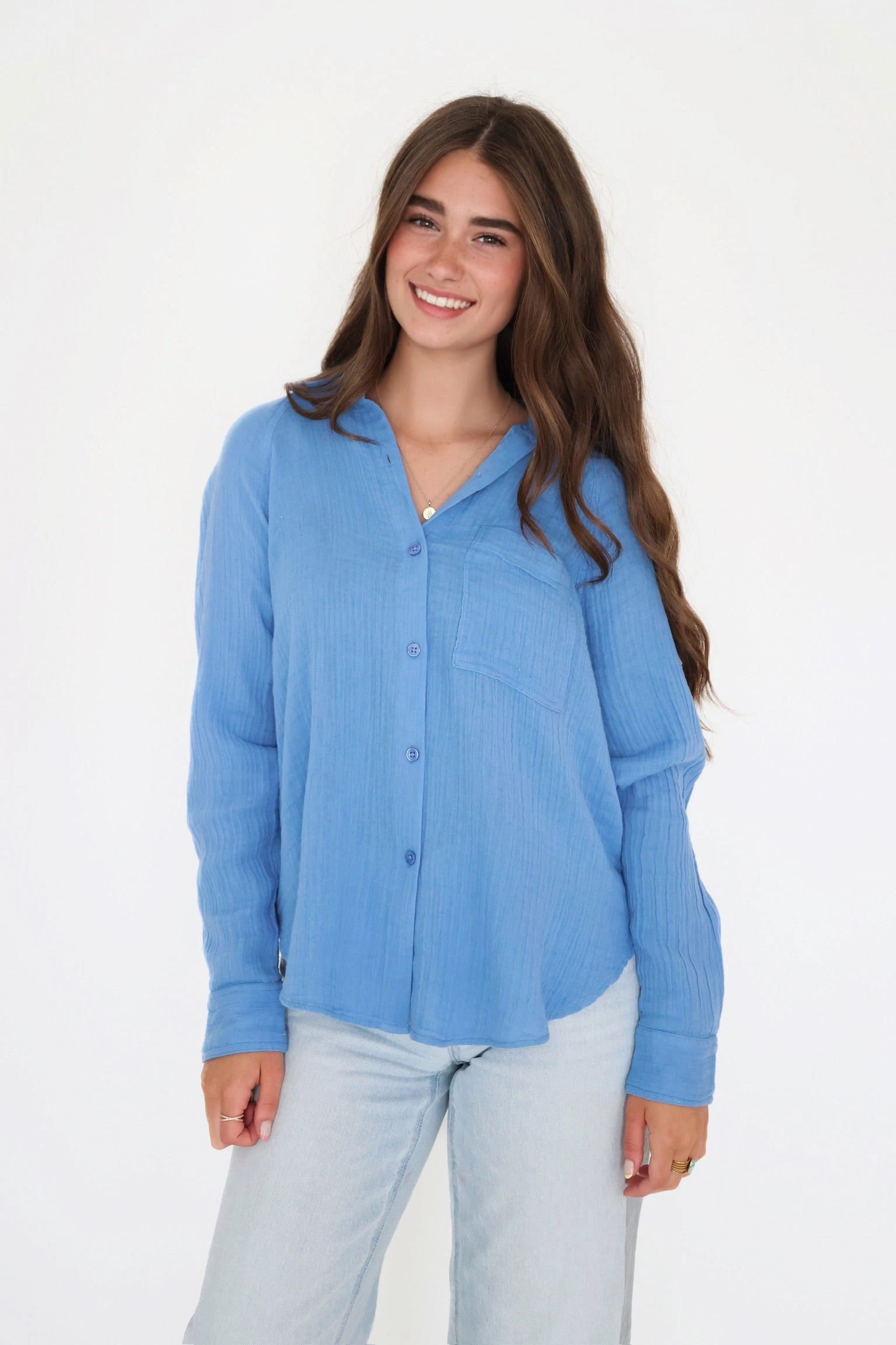 Weighted Hem High Neck Design The Perfect Airy Top (FINAL SALE)