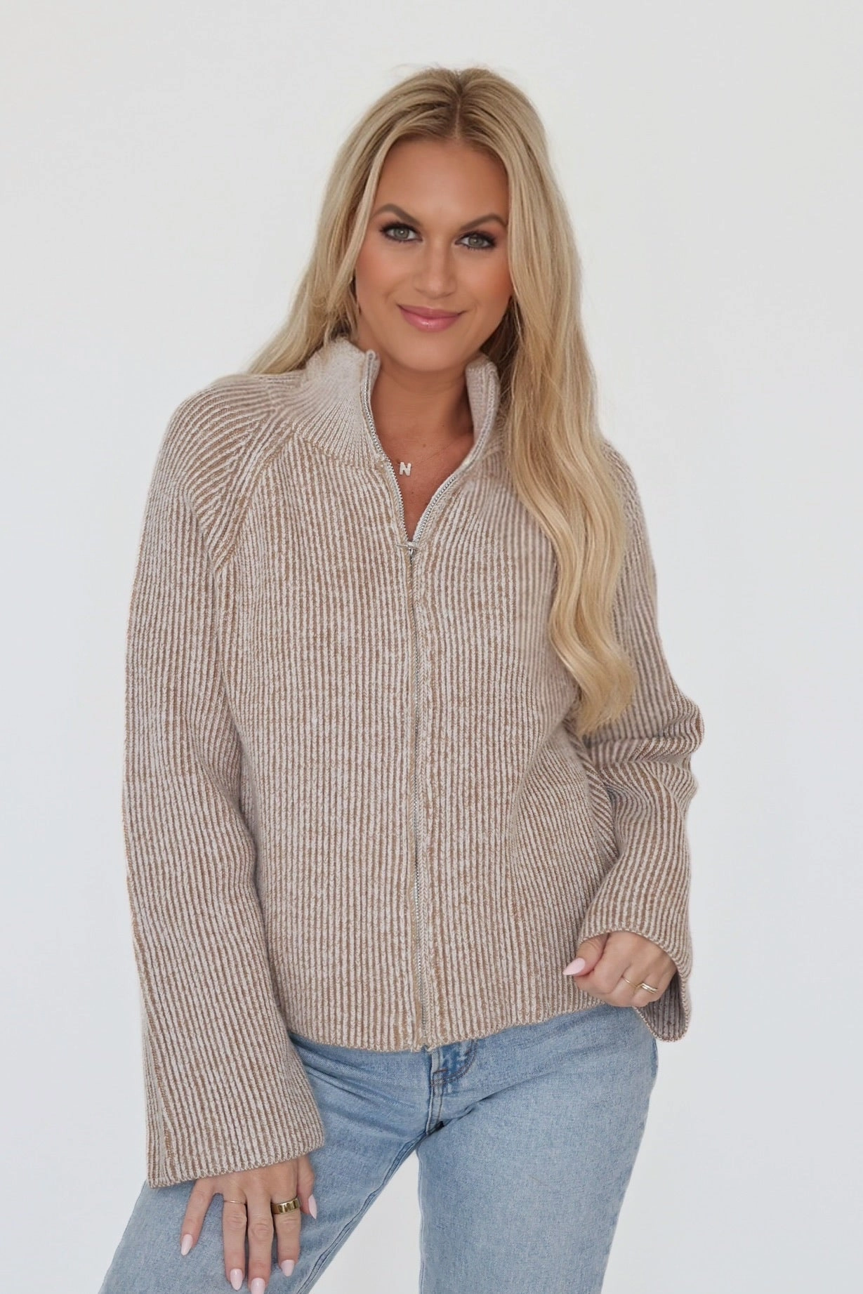 Theory Cardigan Drop Shoulder Layered Placket Design