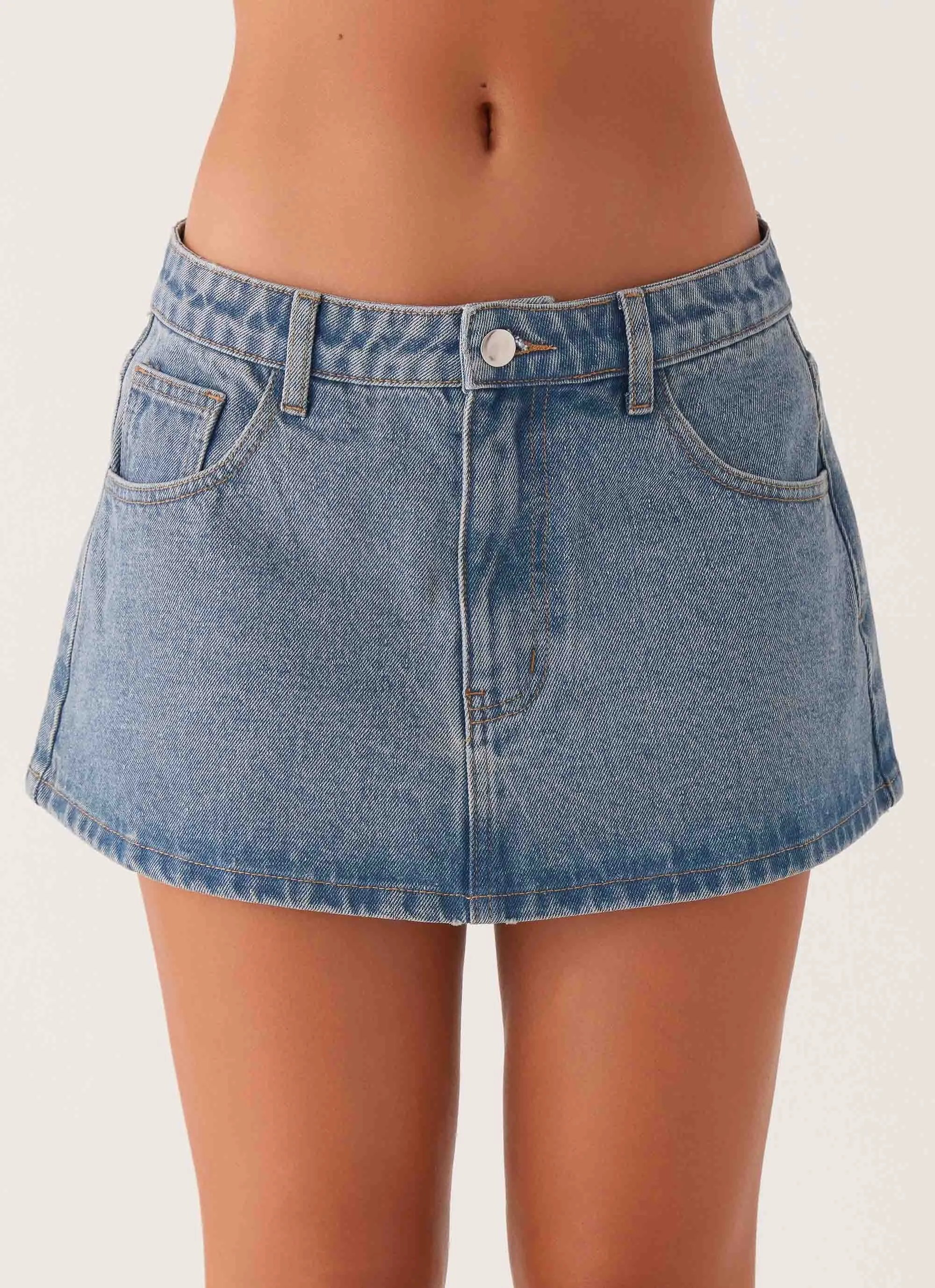 Layered Style Carrie Denim Mini Skirt - Washed Indigo