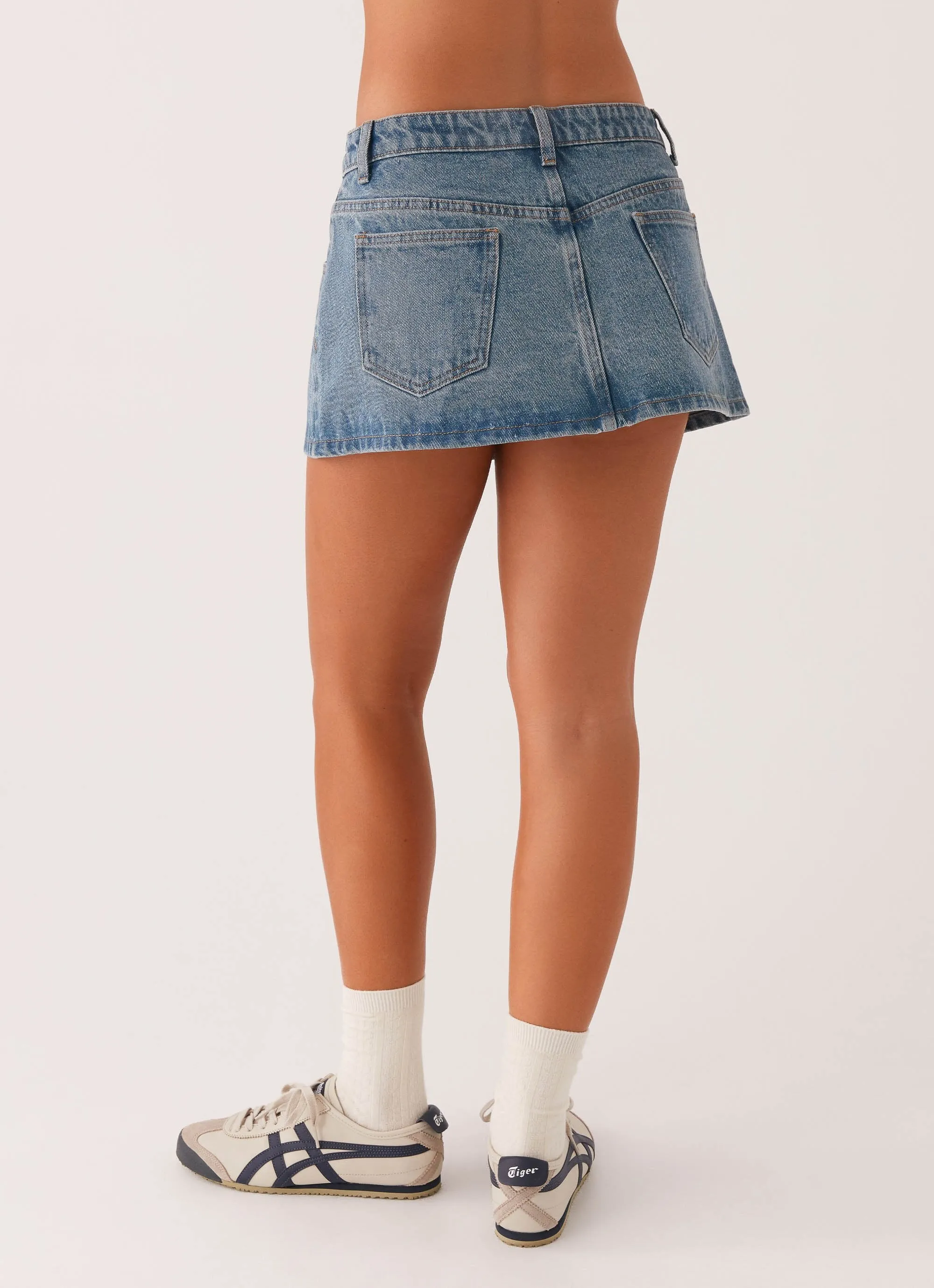 Carrie Denim Mini Skirt - Washed Indigo Light Moodboard