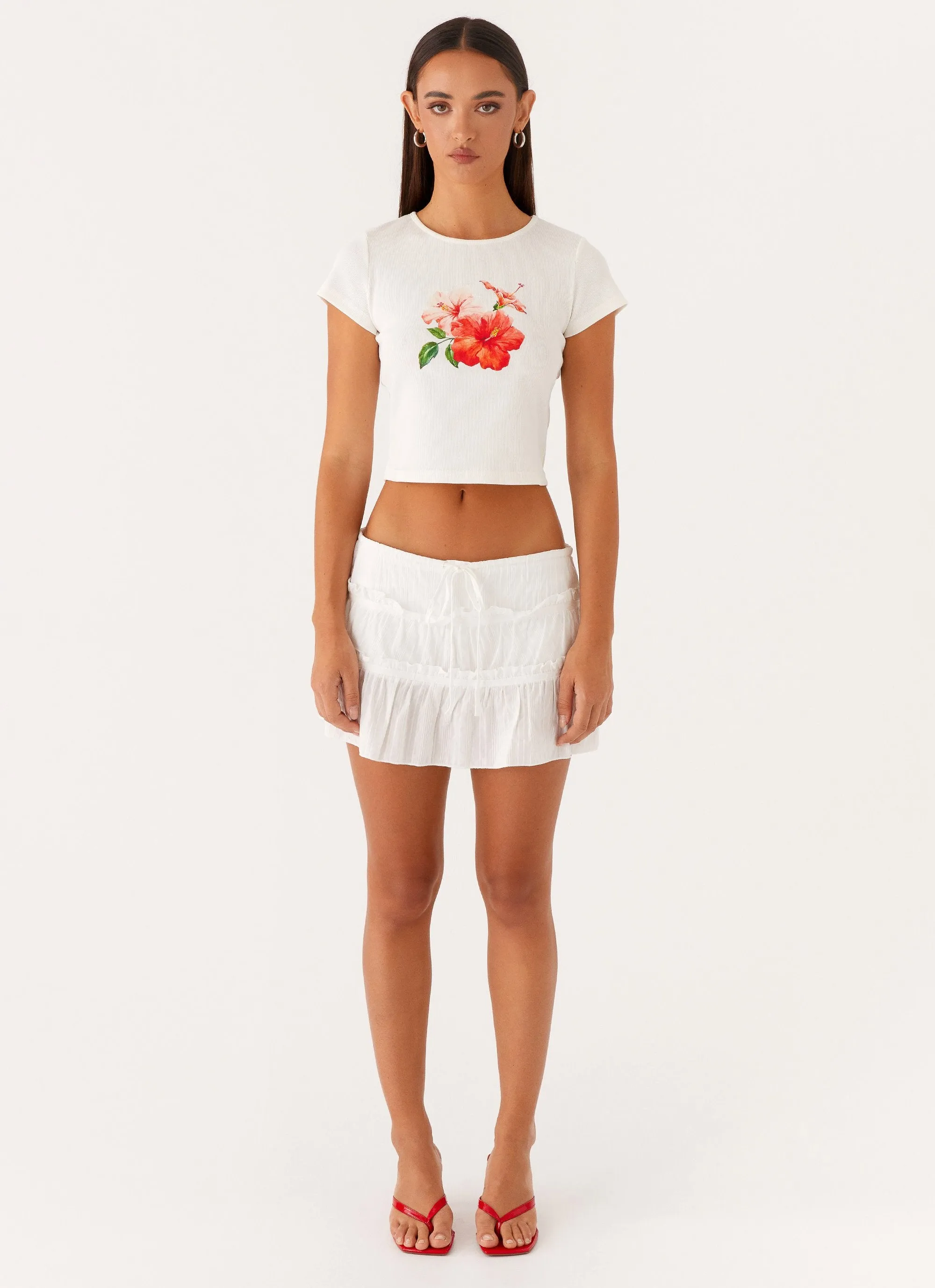 Cozy Edge Nicolette Ruched Skort - White
