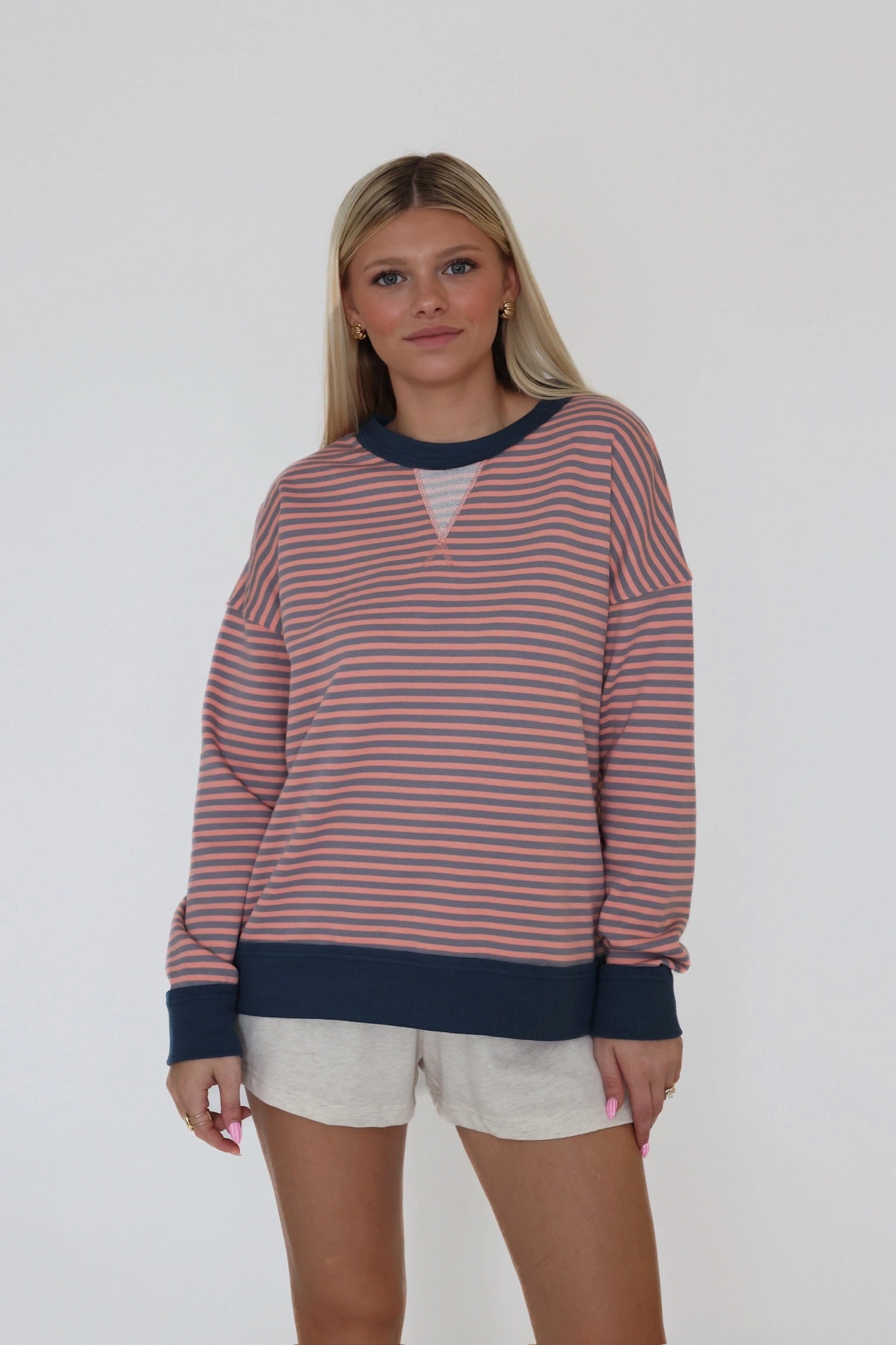 Morgan Striped Sweatshirt ThermalRegulating DoubleLayeredShoulders