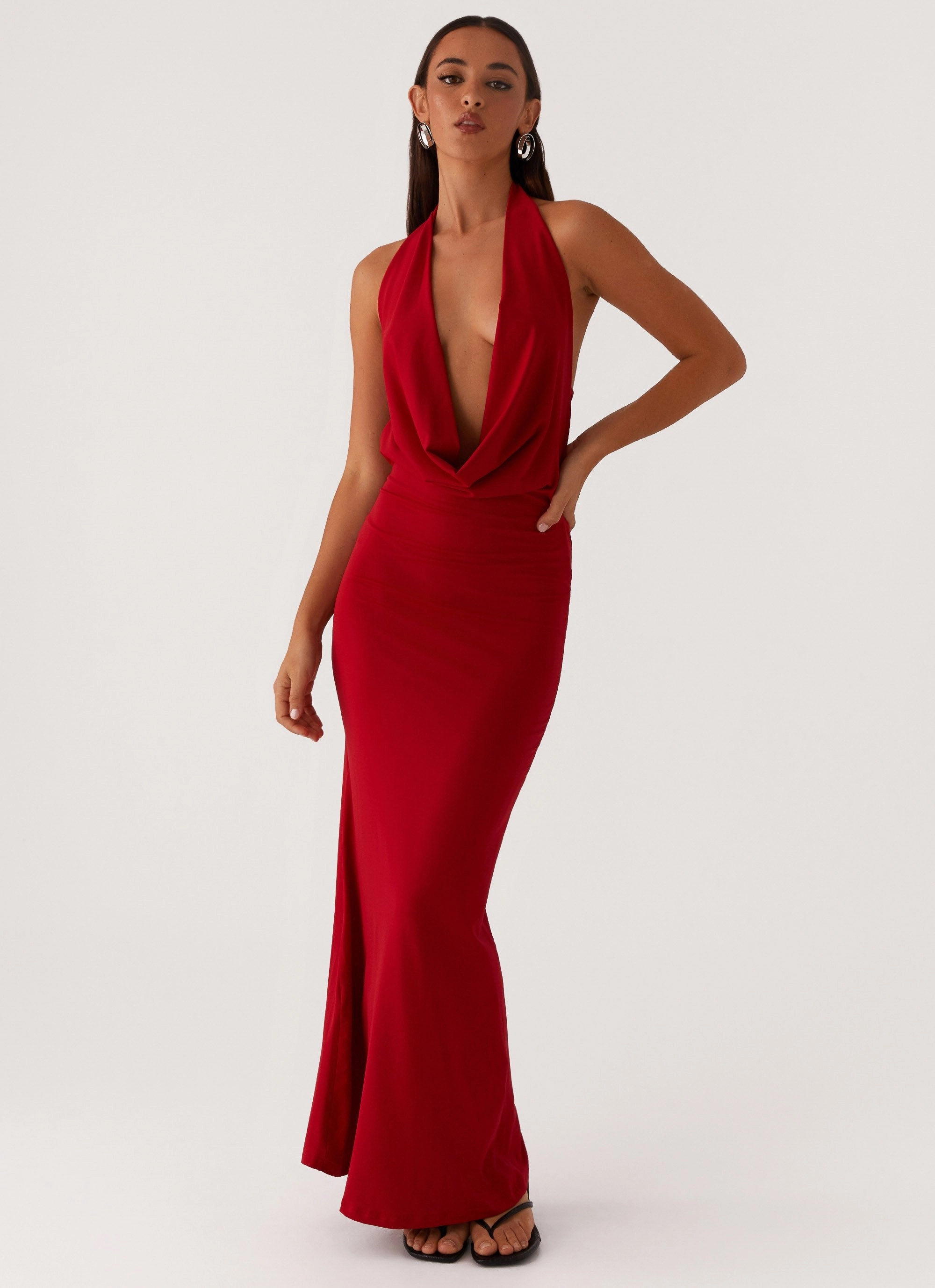 Chilly Day Comfort Dedicated Maxi Dress - Red