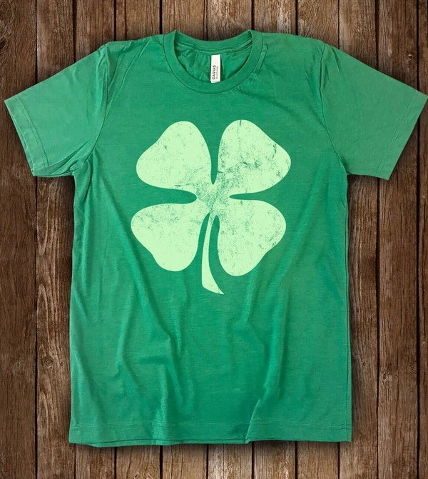 AdjustableHemCuffs EcoFriendlyMaterial Four Leaf Clover Graphic Tee(final sale)
