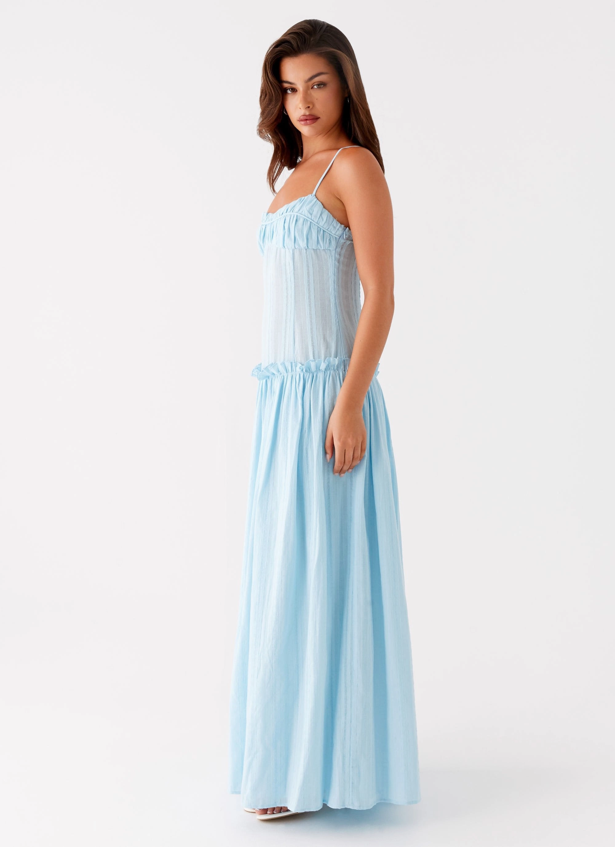 Breathable fabric Breathable wear Jacinda Drop Waist Maxi Dress - Blue