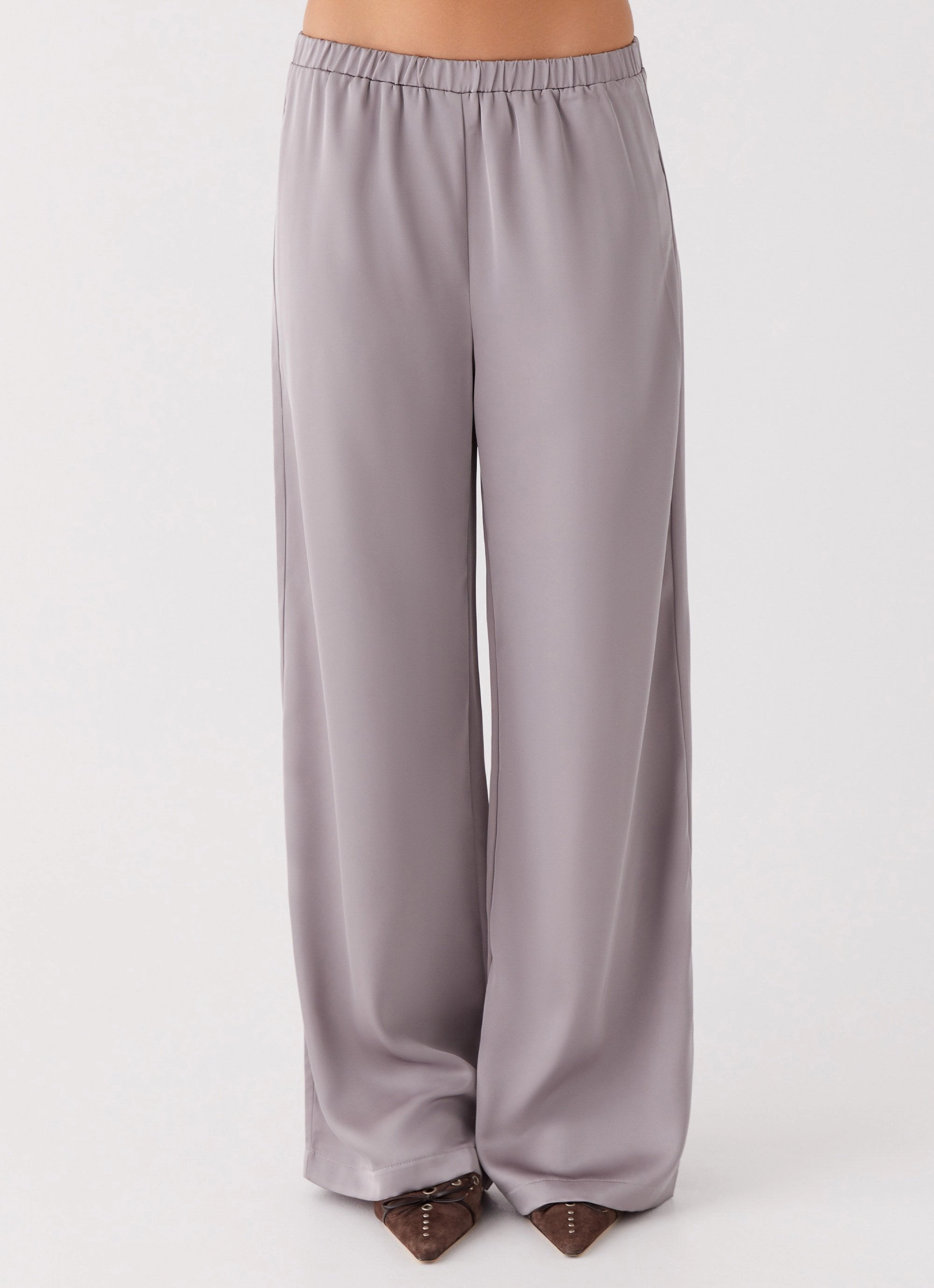 Palm Cove Satin Pants - Grey AntiSnagZippers