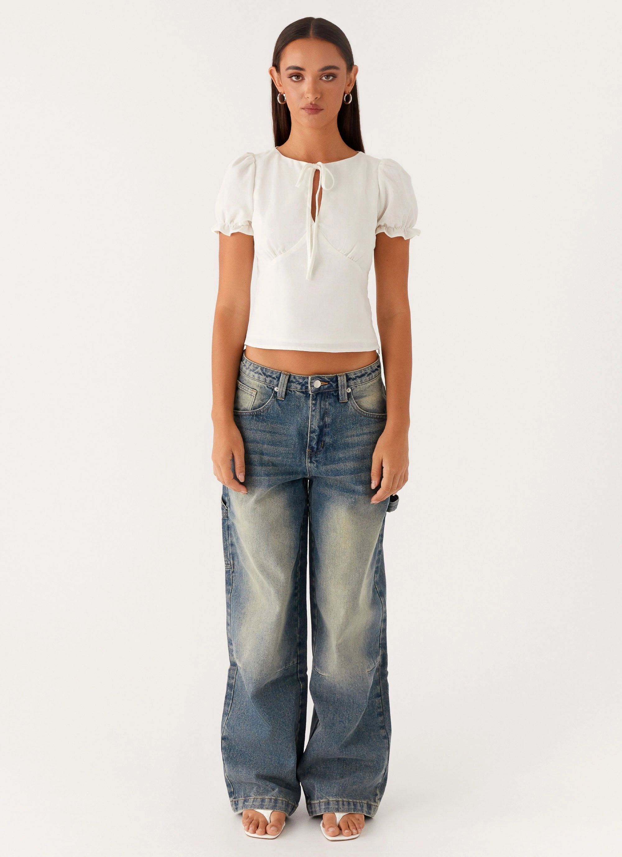 These Words Puff Sleeve Top - White Water Repellent Finish Soft Touch Blend