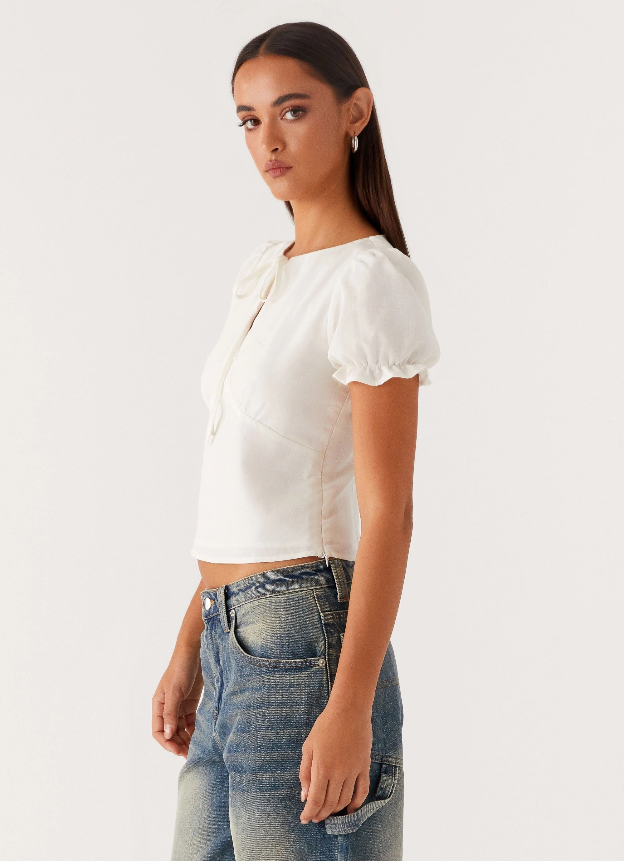 These Words Puff Sleeve Top - White Bohemian style