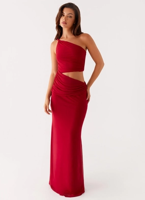 Three Wishes Maxi Dress - Raspberry Pearl Finish Three Wishes Maxi Dress - Raspberry Effortless Look Elegant Mature
