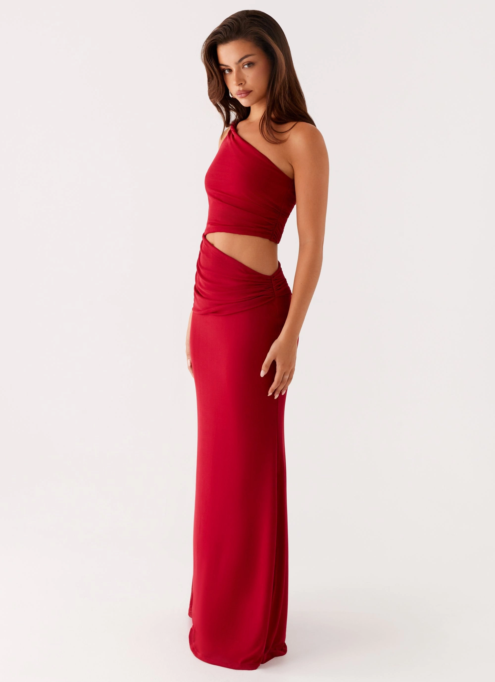 Soft Colorway Scalloped-Edge Three Wishes Maxi Dress - Raspberry