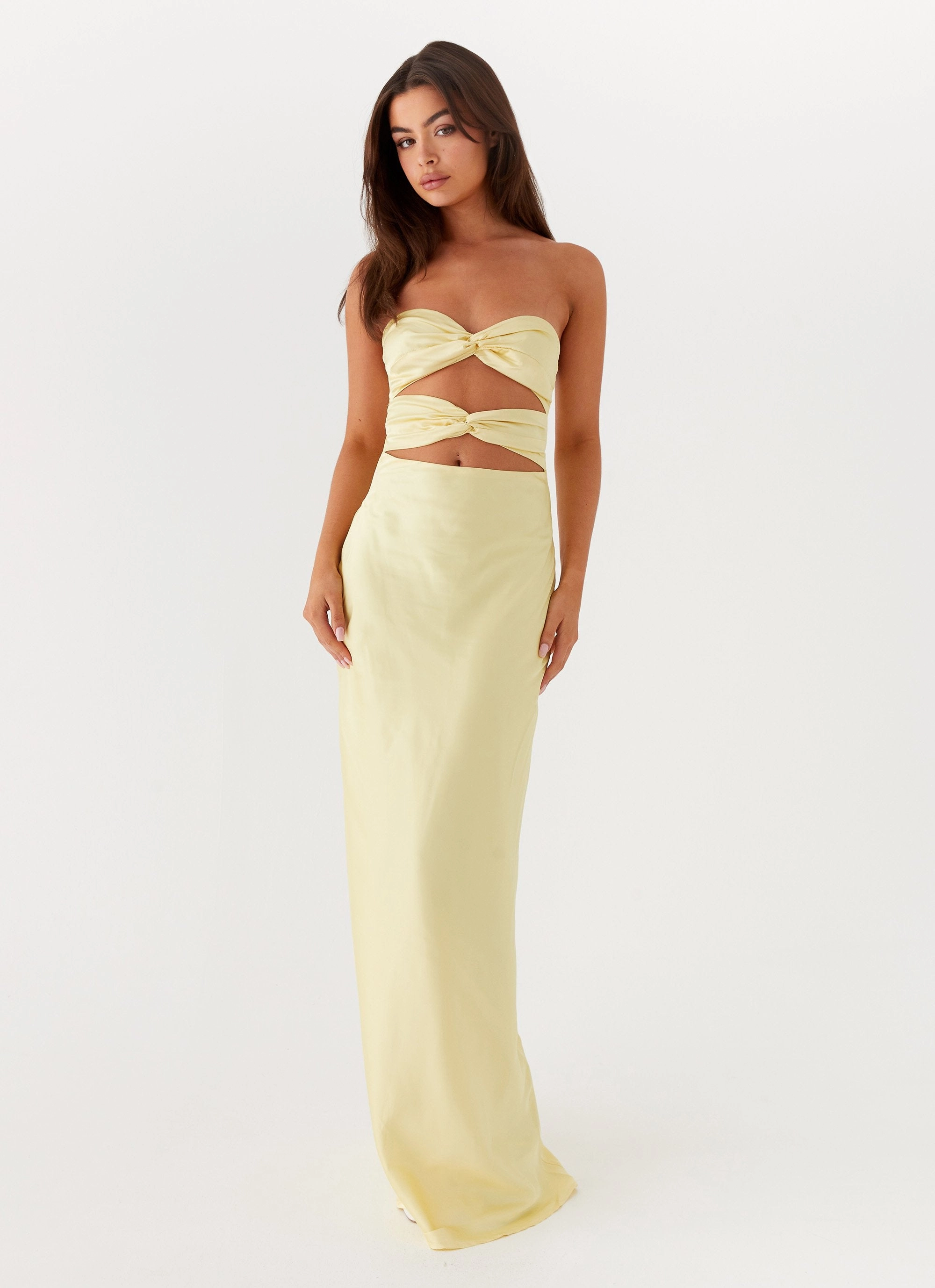 Lounge Ready Chic Fit Wear Tianna Strapless Maxi Dress - Yellow