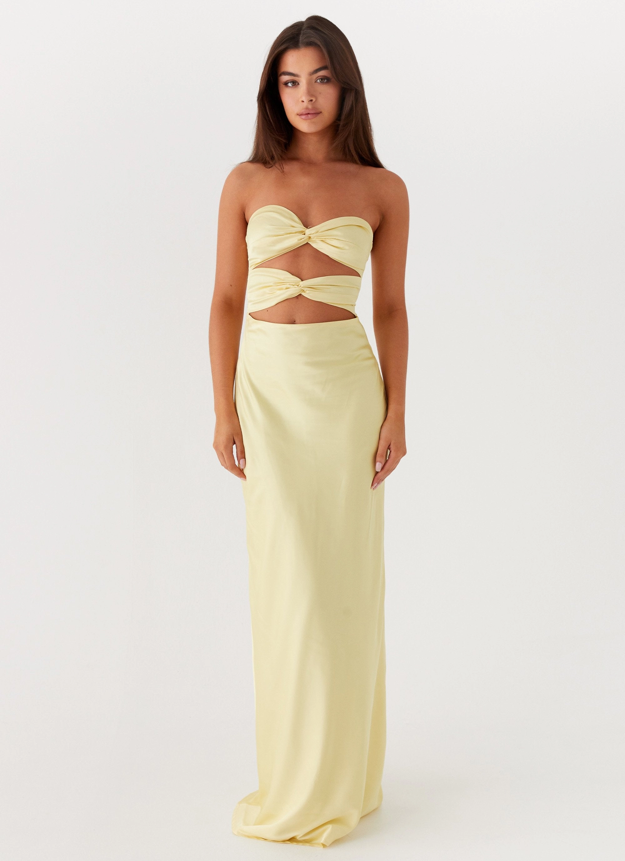 Sophisticated Cut effortless grace Tianna Strapless Maxi Dress - Yellow