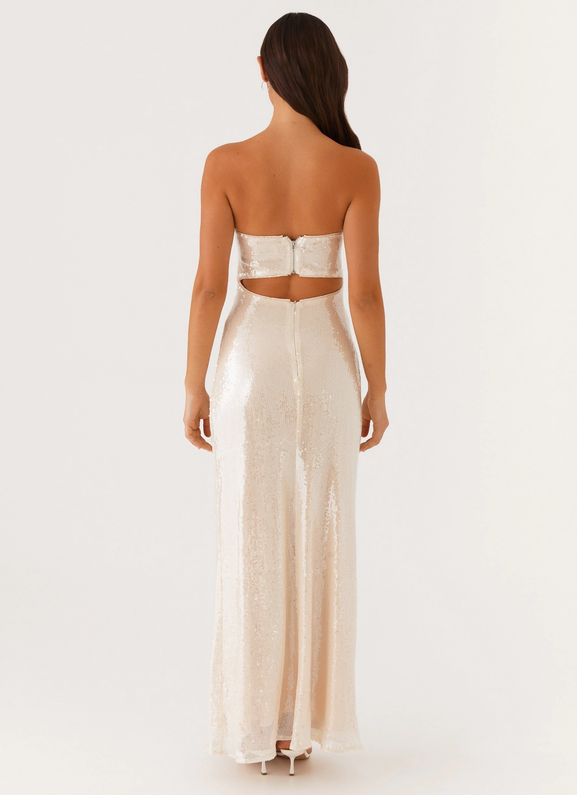 Tianna Strapless Sequin Maxi Dress - Ivory Playful-Detail Comfort waistband
