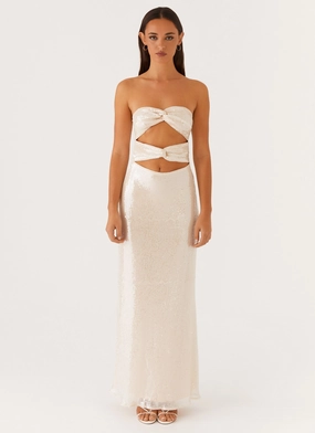 Relaxed Finish Tianna Strapless Sequin Maxi Dress - Ivory