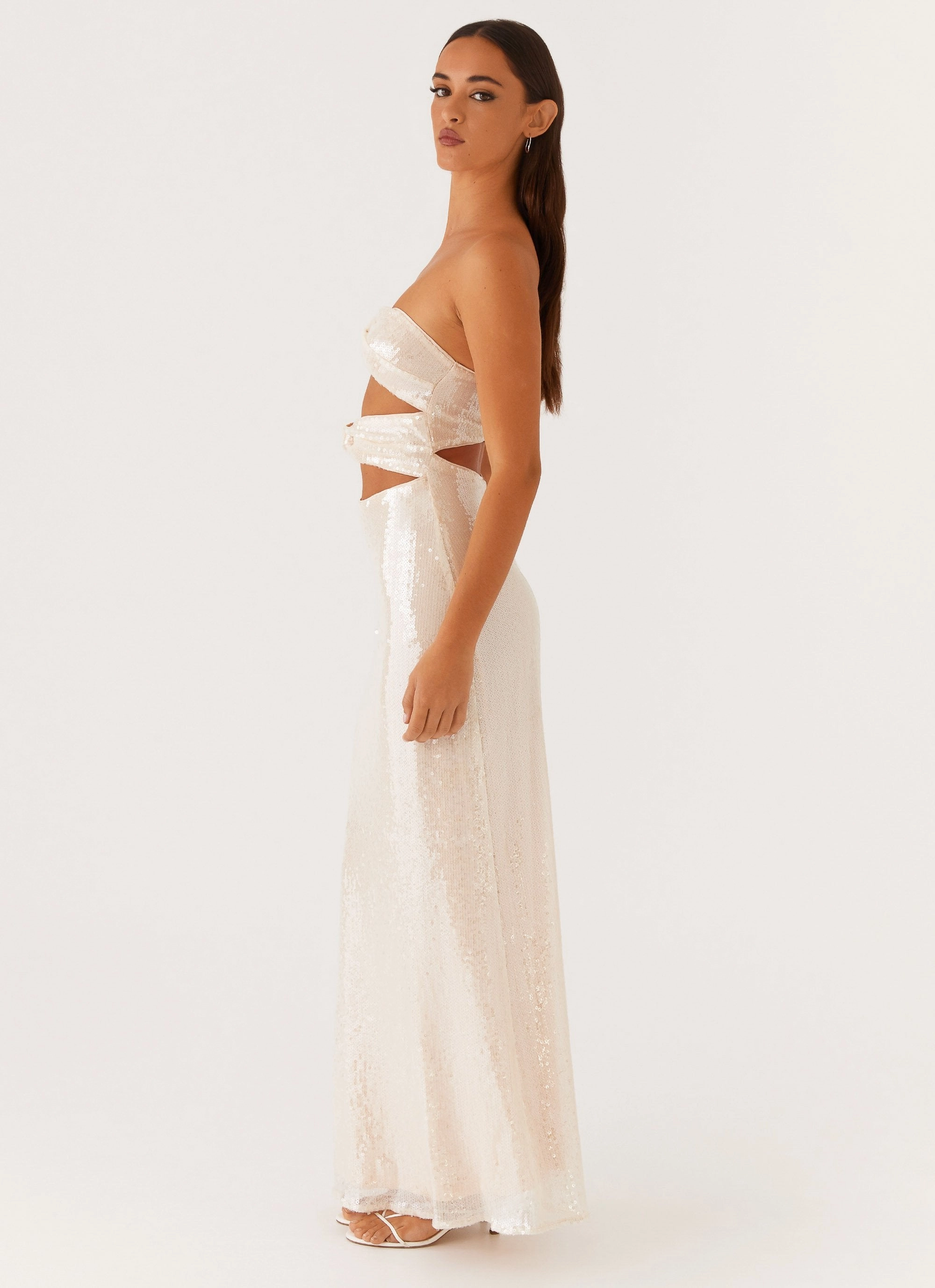 Tianna Strapless Sequin Maxi Dress - Ivory Pure Vibes