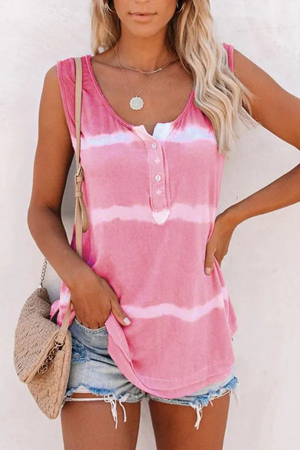 Tie Dye On-trend Button Thru Vest